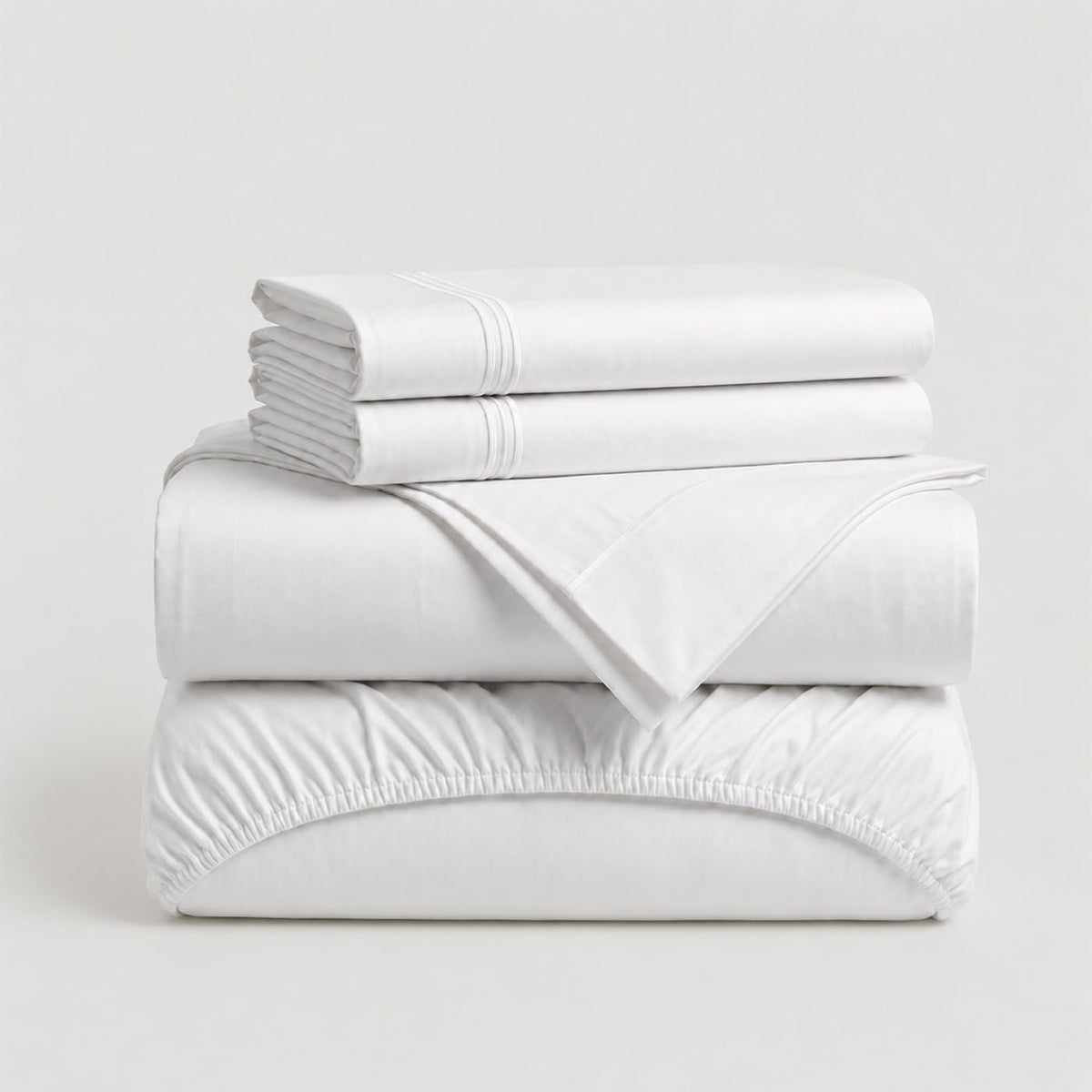 Smart Bamboo: Juego de Sábanas 100% Microfibra con Doble Cepillado para una Mayor Suavidad / 1800 Hilos de Alta Calidad/Ligera y Súper Suave de Fácil Cuidado (Blanco, King Size)