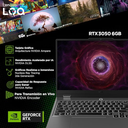 Lenovo Laptop Gaming LOQ RTX 3050 | 15.6" FHD AMD Ryzen 5 7235HS 8GB RAM 512GB SSD | NVIDIA GeForce | Teclado Retroiluminado, Windows 11 Home