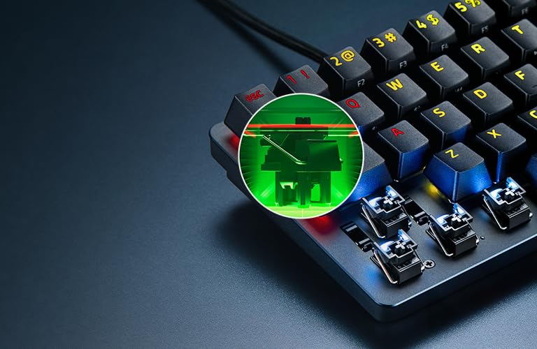 Razer Teclado Mecanico RGB Huntsman Mini Edición Especial - 24 Teclas, Alámbrico, QWERTY, Aluminio, Tamaño al 60% , Tipo C Desmontable, Chroma RGB para Pc Gamer, Teclado Gamer Blanco Reacondicionado