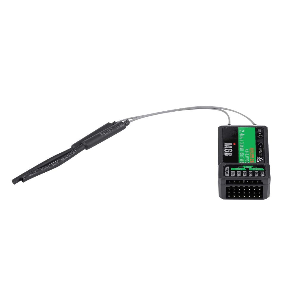 Qiilu RC Reiver 6Ch Reiver Plástico Negro Flysky FS‑Ia6B Ia6B 2.4G 6Ch RC Reiver Ppm para Transmisor FS‑I6X FS‑I6S I8 RC