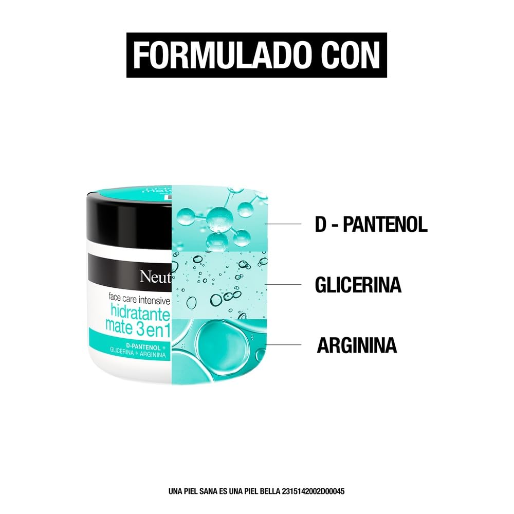 Neutrogena Face Care Intensive Crema Hidratante Facial Mate 3 en 1 D Pantenol 100g