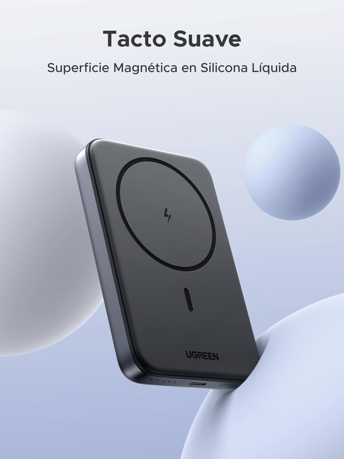 UGREEN 10000mAh Power Bank Inalabrico PD 20W Carga Raida, Cargador USB C Portail Magnaco, Bateria Externa Compatible con iPhone 16/15/14 Serie, Galaxy, Xiaomi, iPad, LG, Negro