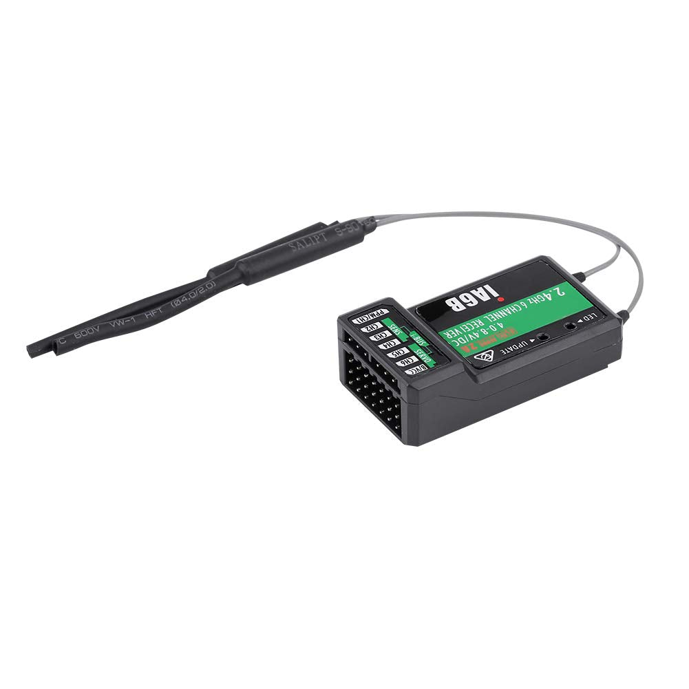 Qiilu RC Reiver 6Ch Reiver Plástico Negro Flysky FS‑Ia6B Ia6B 2.4G 6Ch RC Reiver Ppm para Transmisor FS‑I6X FS‑I6S I8 RC