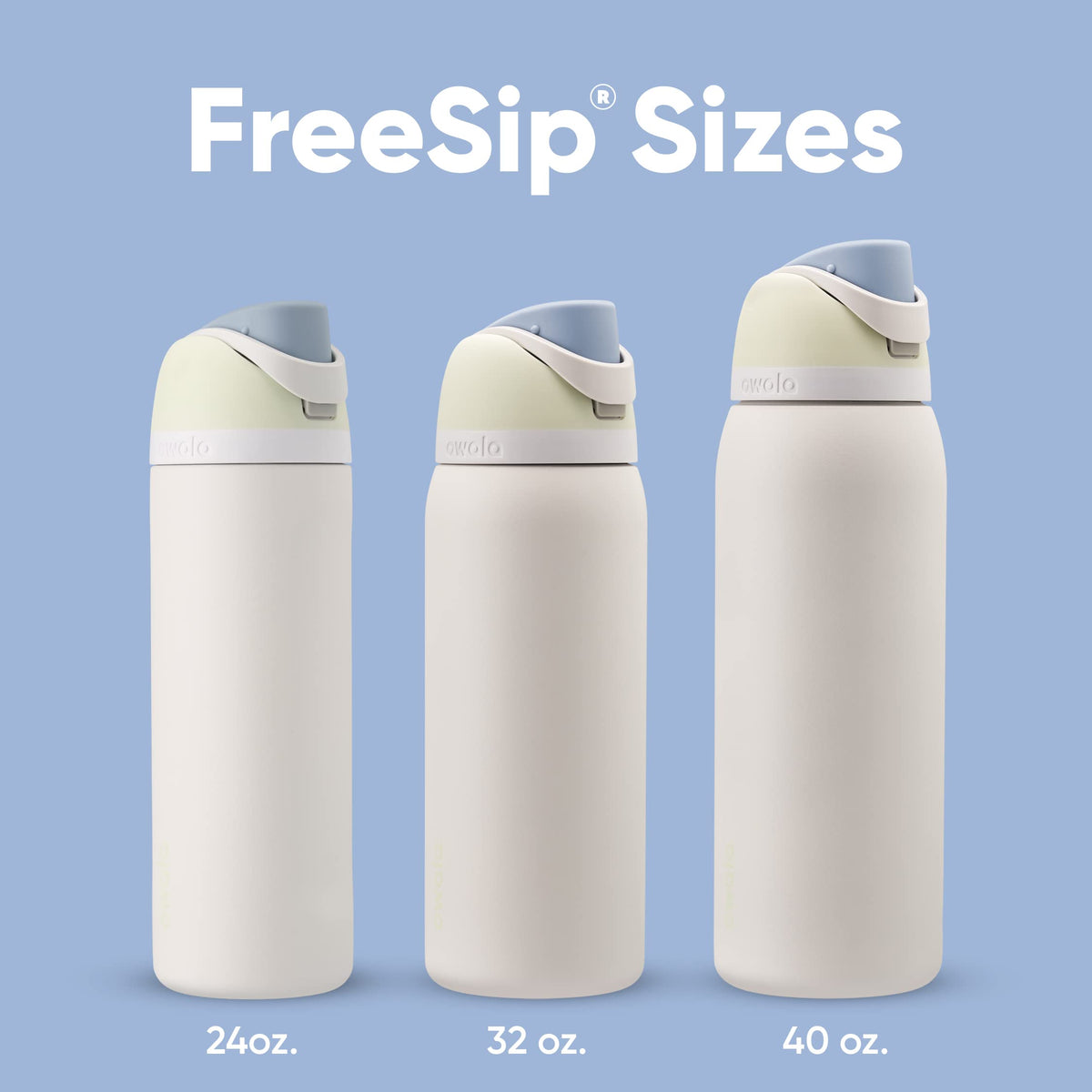 Owala Freesip Botella de agua de acero inoxidable con popote para deportes y viajes, libre de BPA, 24 oz, Iced Breeze