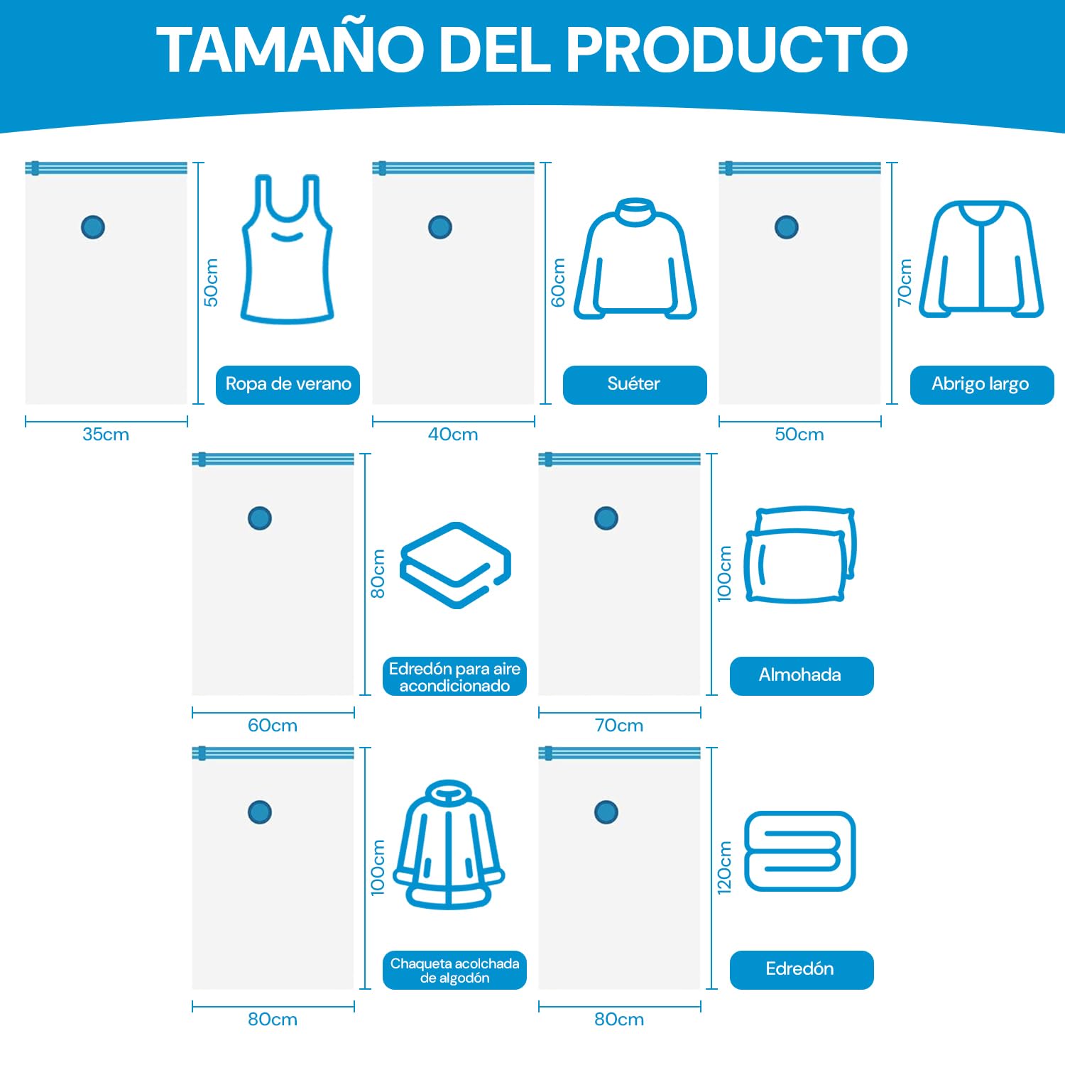 6 Piezas Bolsas de Almacenamiento al Vacío con Bomba Eléctrica, Almacenamiento Reutilizable, Bolsas de Compresión para Ahorrar Espacio 80%, Almacenar Edredones ropa Almohadas Mantas (80 * 120 6 pcs)