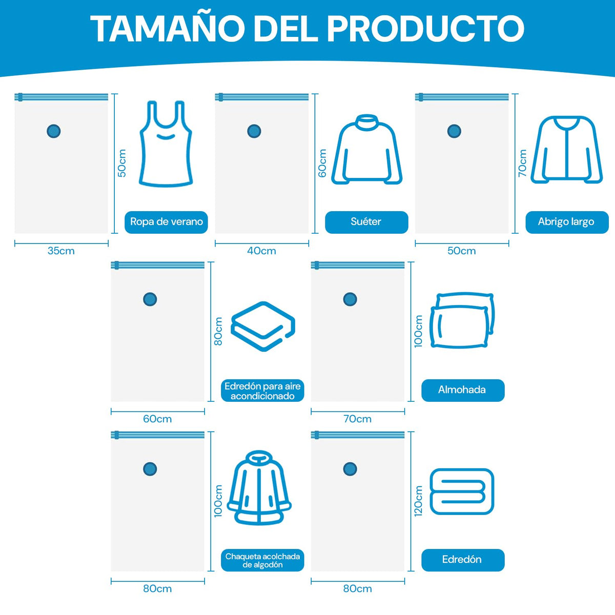 6 Piezas Bolsas de Almacenamiento al Vacío con Bomba Eléctrica, Almacenamiento Reutilizable, Bolsas de Compresión para Ahorrar Espacio 80%, Almacenar Edredones ropa Almohadas Mantas (80 * 120 6 pcs)