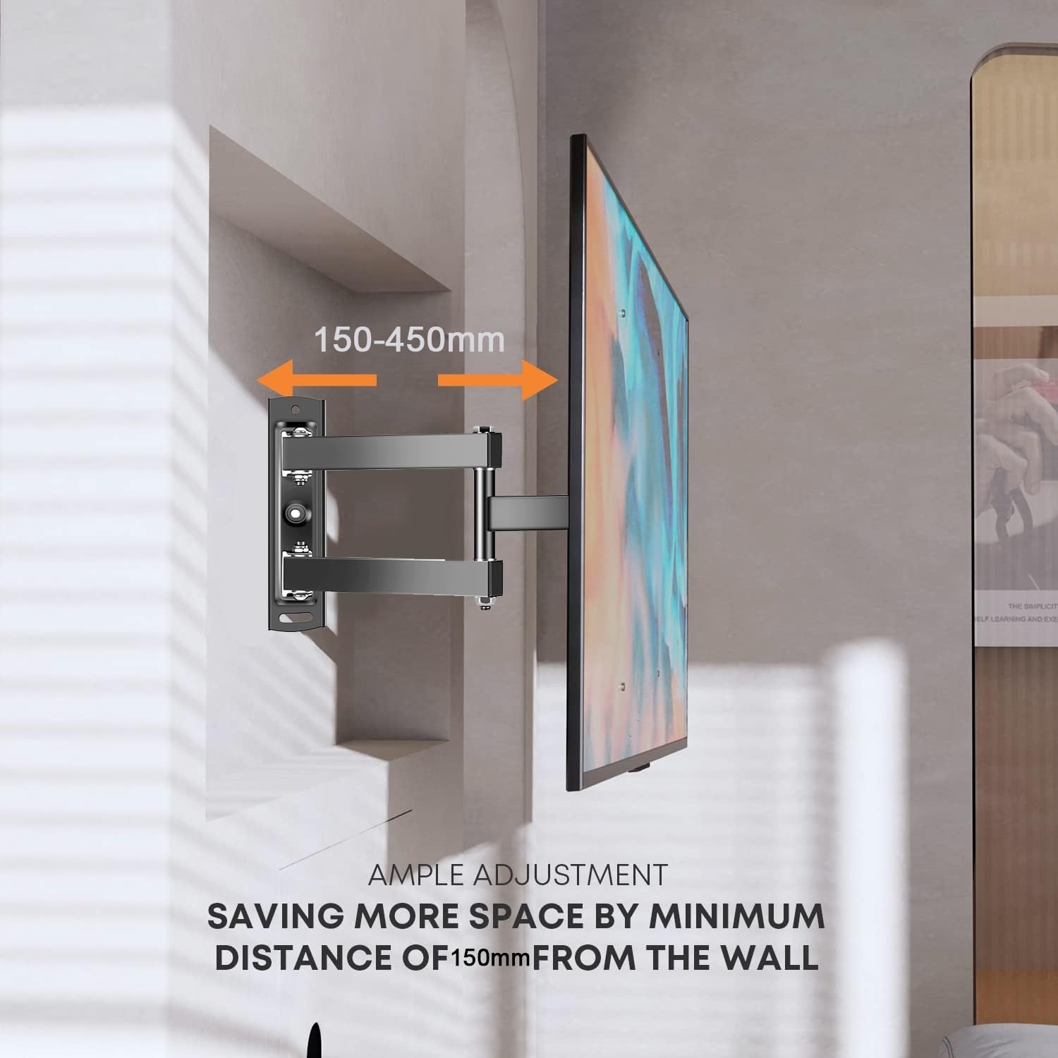 ZENSUKYE Soporte de Pared de TV Giratorio y Inclinable, Soporte TV de Pared Pantallas de 14-60 Pulgadas, Soporte Monitor Brazo Extensible 150-450mm, Carga hasta 30kg, MAX VESA 400x400mm