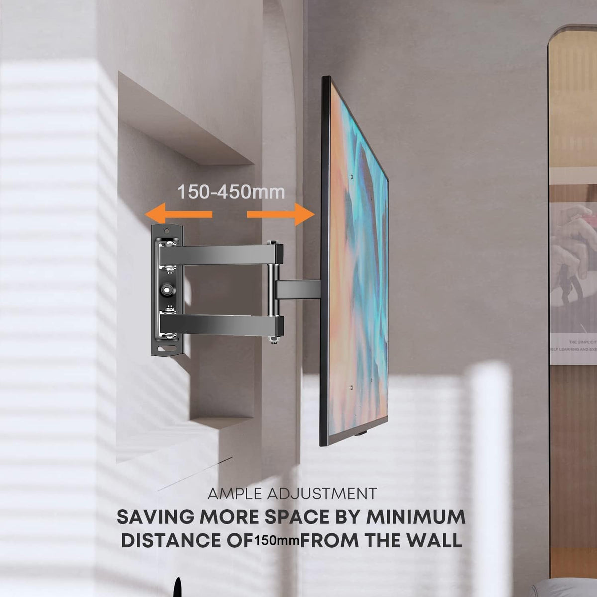 ZENSUKYE Soporte de Pared de TV Giratorio y Inclinable, Soporte TV de Pared Pantallas de 14-60 Pulgadas, Soporte Monitor Brazo Extensible 150-450mm, Carga hasta 30kg, MAX VESA 400x400mm