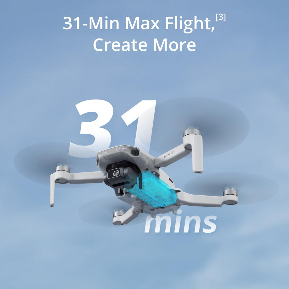 DJI Mini 4K, dron con cámara 4K UHD para adultos, menos 249 g, estabilización de cardán 3 ejes, transmisión video de 10 km, retorno automático, resistencia al viento, 1 batería para un tiempo