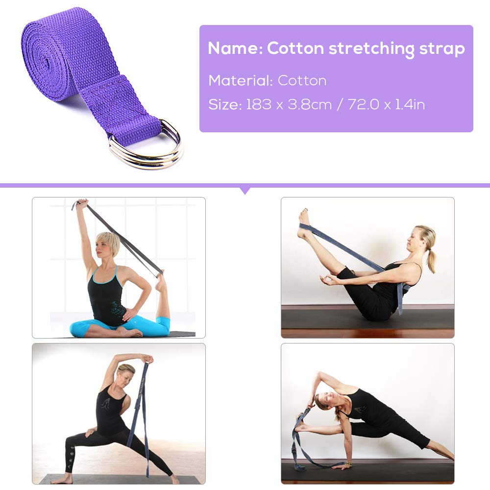 Tomshin 2 Bloques de Yoga EVA, 1 Correa de algodón para Yoga, Bloques de Estabilidad, Juego de Correas para Yoga, Pilates, meditación