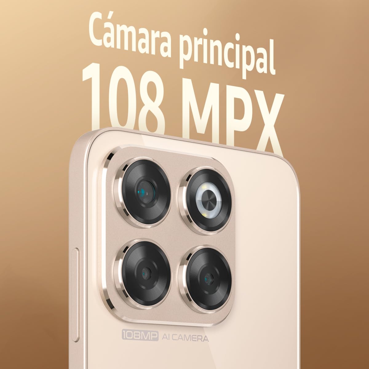 Celular ZTE Axon 70, 6.7” 120Hz, Cámara 108MP y 256GB+16GB RAM (6GB + 10GB dimámica), Batería 5000mAh, Dorado