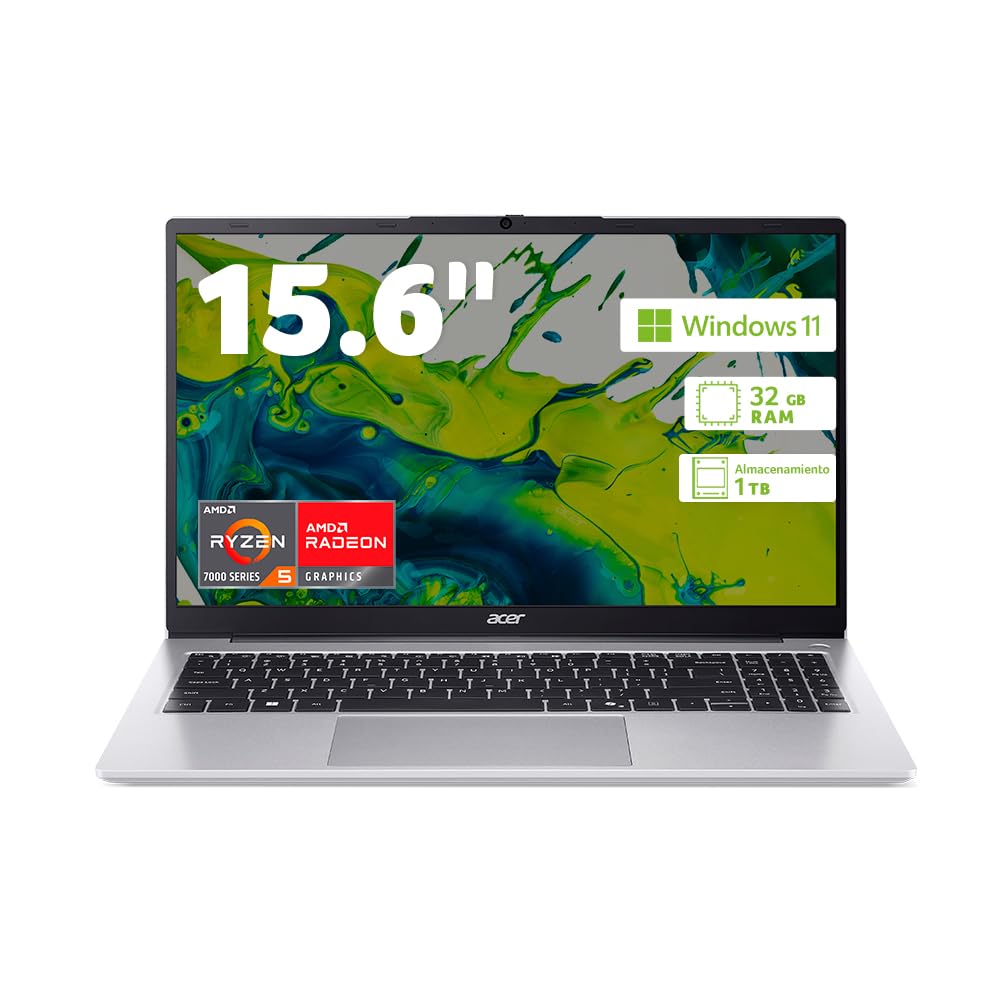 Acer Laptop Aspire Lite 15.6" FHD 1920 x 1080 Panel IPS Ryzen 7 32GB RAM 1TB SSD | 1 año Gratis de Seguro contra Robo y catástrofes Naturales Directamente