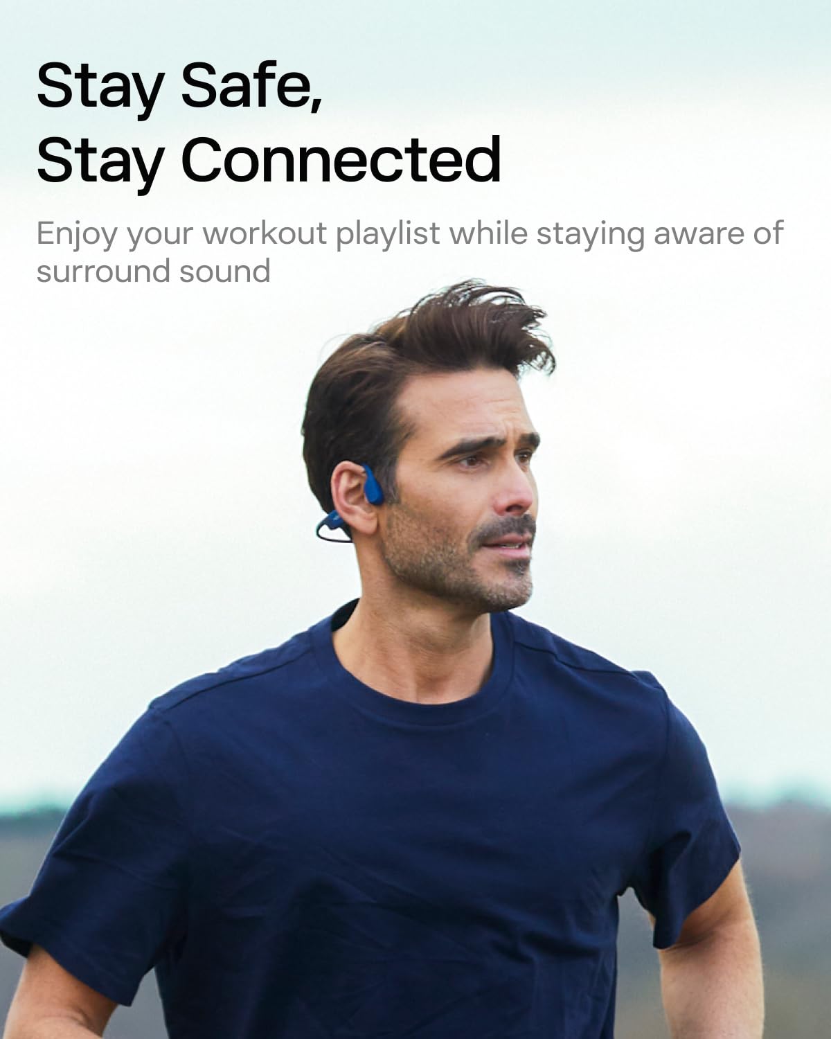 SHOKZ OpenRun Auriculares conducción ósea, audífinos Deportivos inalámbricos de oído Abierto con Bluetooth y micrófono, Open-Ear, Resistentes al Agua IP67 para Correr, USB-C, Azul