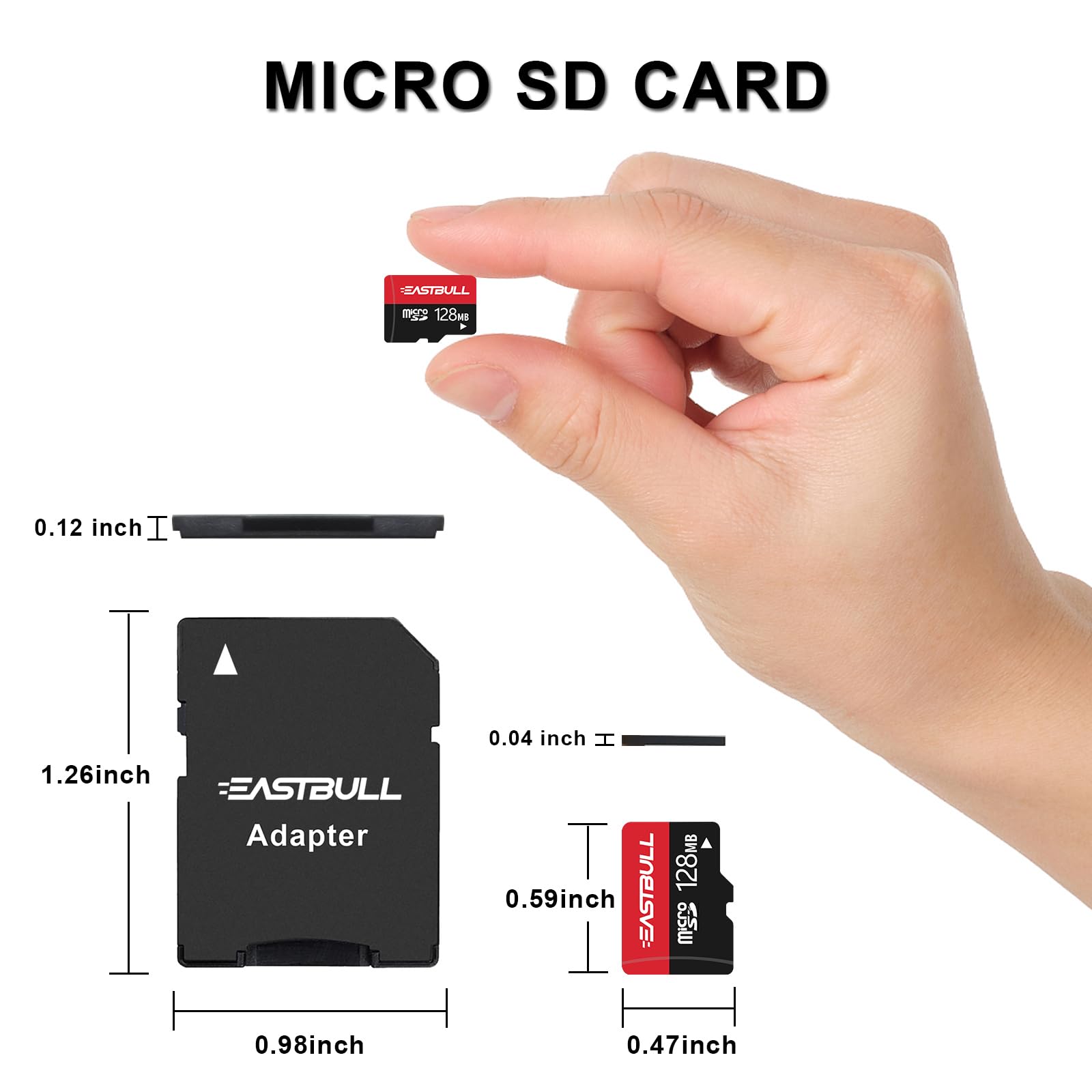 EASTBULL Tarjeta Micro SD de 128 MB (128 GB Pitch) Tarjetas de memoria SD de 128 MB Video Full HD 90 MB/s UHS-I U1 Clase 10 para cámara de vigilancia (10 unidades y 2 adaptadores)