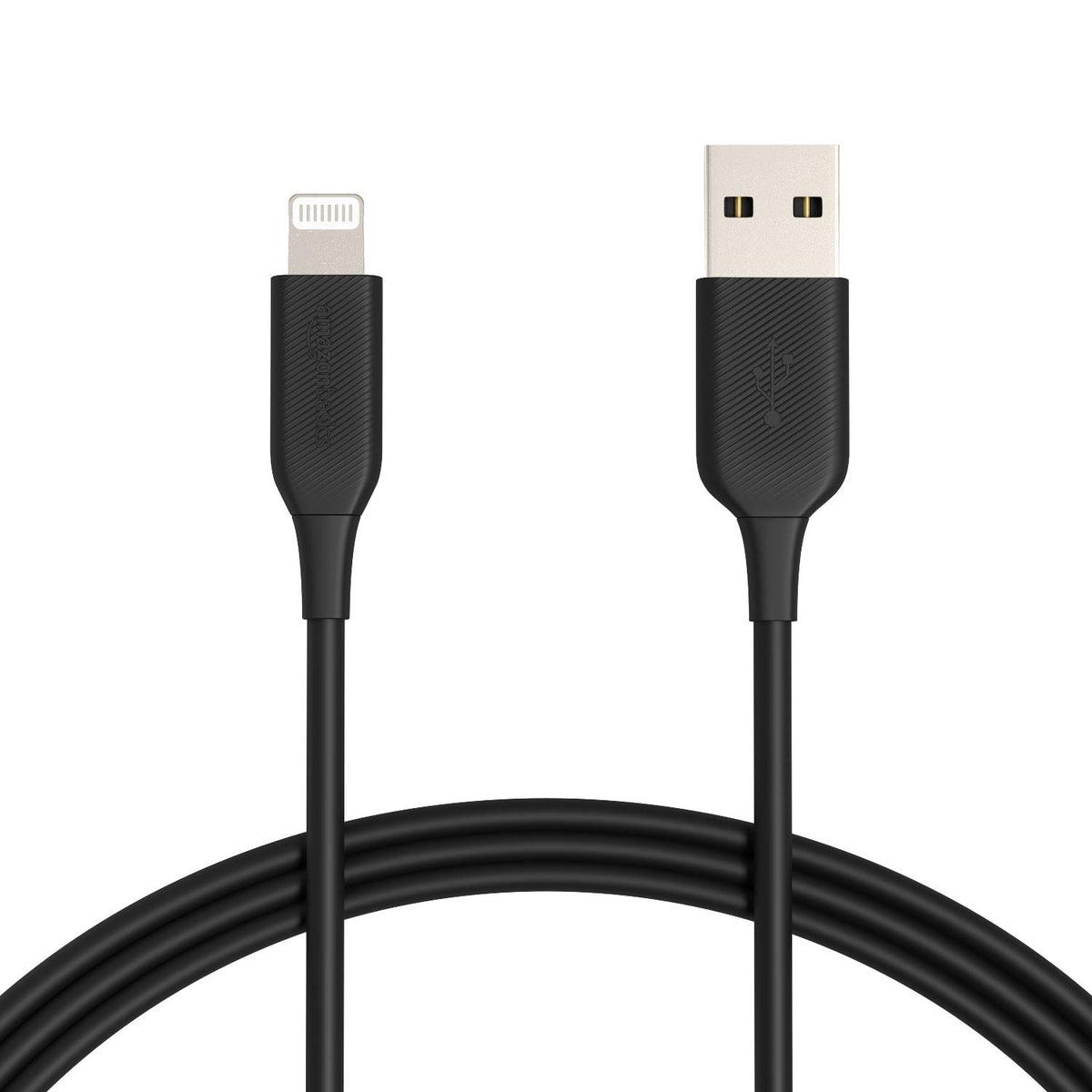 Amazon Basics Paquete de 2 cables de carga Lightning con certificación MFi para iPhone, USB-A a Lightning ABS para Apple iPhone 14 13 12 11 X Xs Pro, Pro Max, Plus, iPad, 1.8 m, negro
