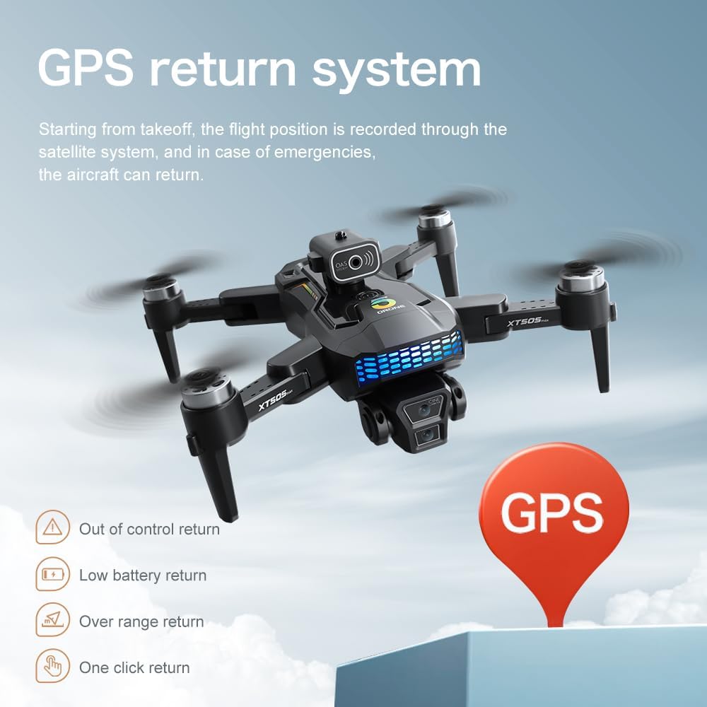 GILLAS Mini Drones Dron Mini con Cámara Ligero y Plegable con Vídeo 4k HDR Baterias 2 y Giro 360° Aérea Regreso a Casa Rth Cuadricóptero con Luz Led Compatible con Ios y Android 1080P HD