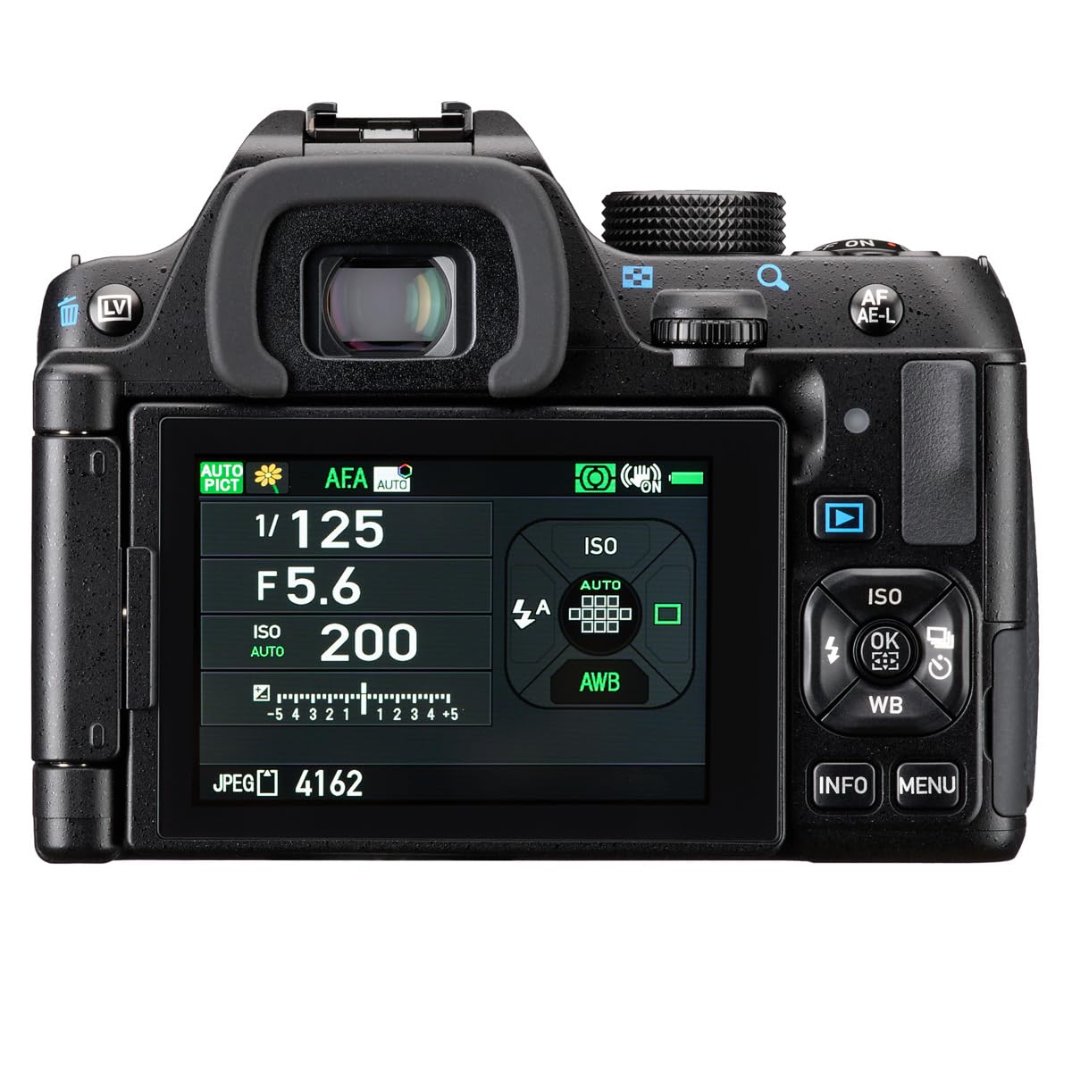 Pentax KF APS-C Cámara réflex Digital 18-55 WR Kit con Monitor LCD a Prueba de Polvo, Resistente a la Intemperie y de ángulo Variado, Color Negro