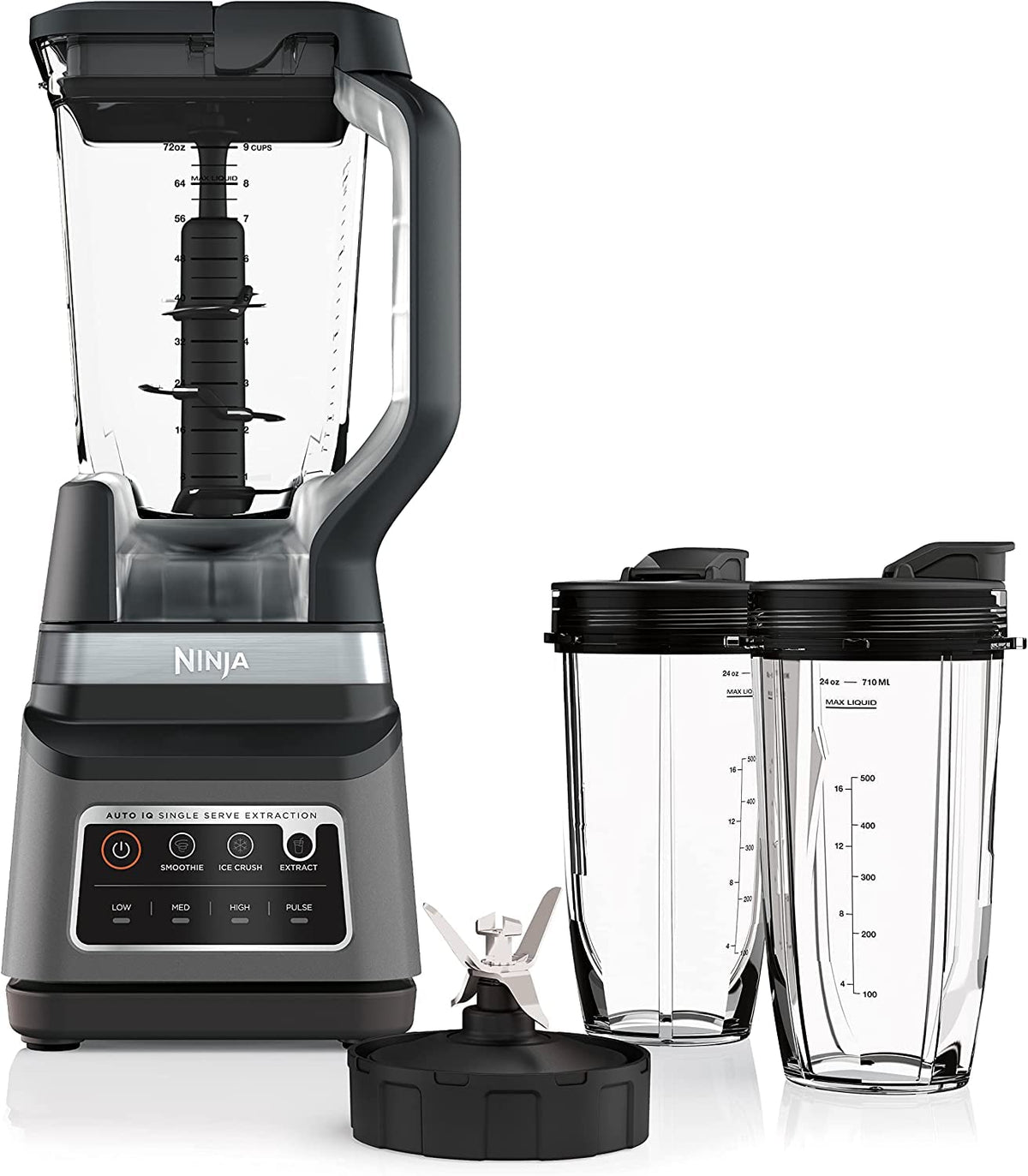 Ninja - Bender BN751 Professional Plus DUO, 1400 vatios de pico, 3 programas Auto-IQ para batidos, bebidas congeladas y extracciones de nutrientes, 72 oz Jarra trituradora total y (2)