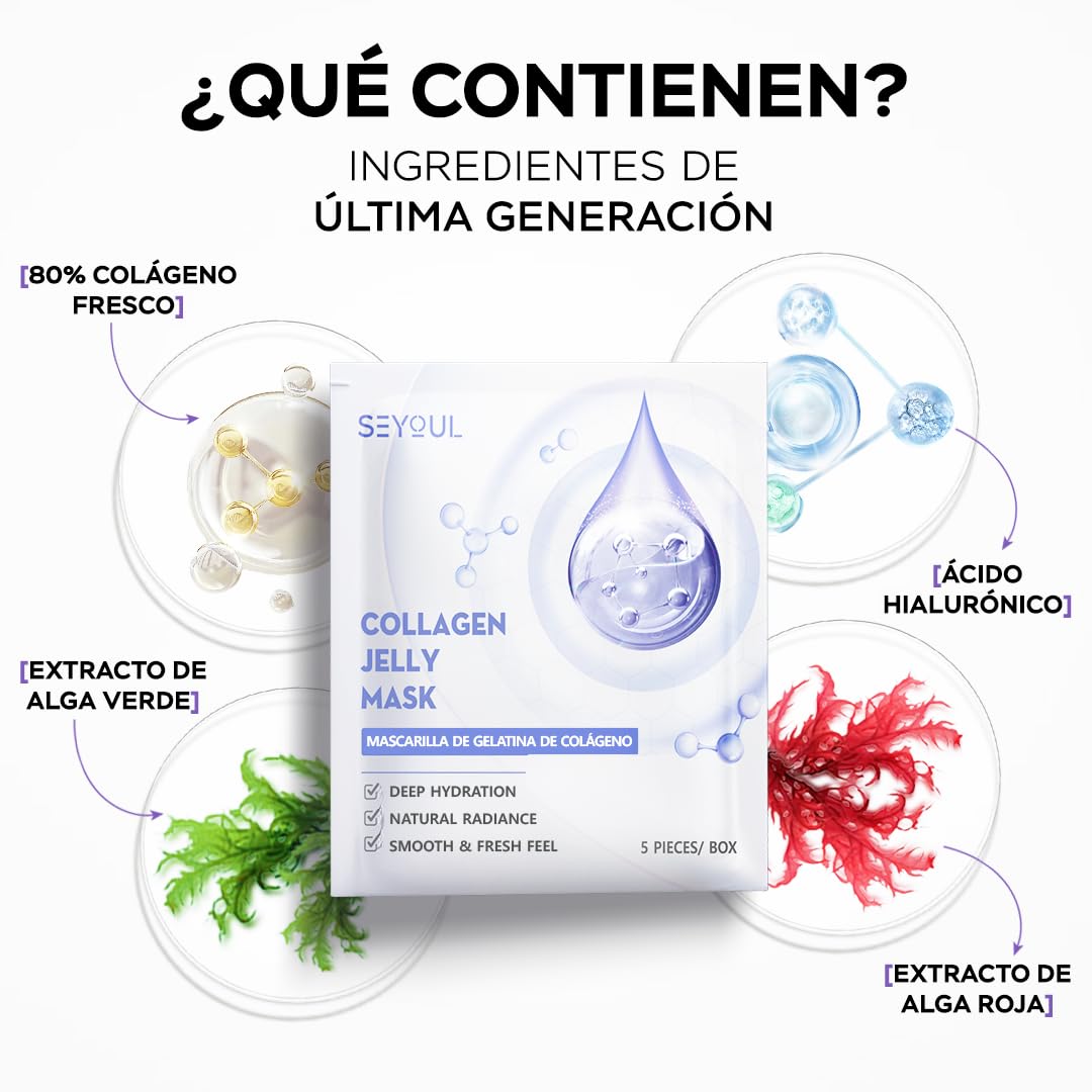 SEYOUL Mascarilla de Gelatina Facial – Hidratación Intensiva, Sensación de Piel Suave y Radiante