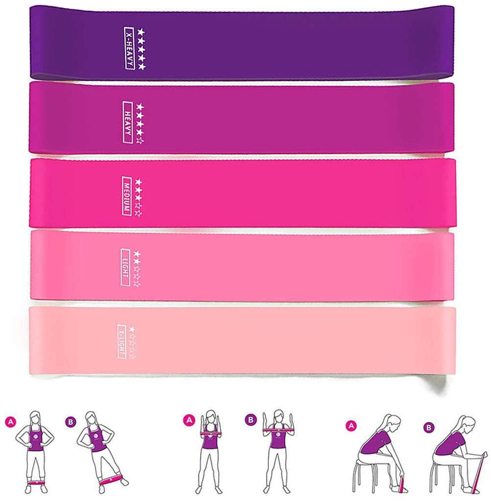 AOYOMO Bandas De Resistencia Elásticas con 5 Niveles Ejercicios Cintas Elasticas Fitness de Látex Natural, Bandas Elasticas Musculacion para para Yoga, Pilates, Crossfit, Estiramientos