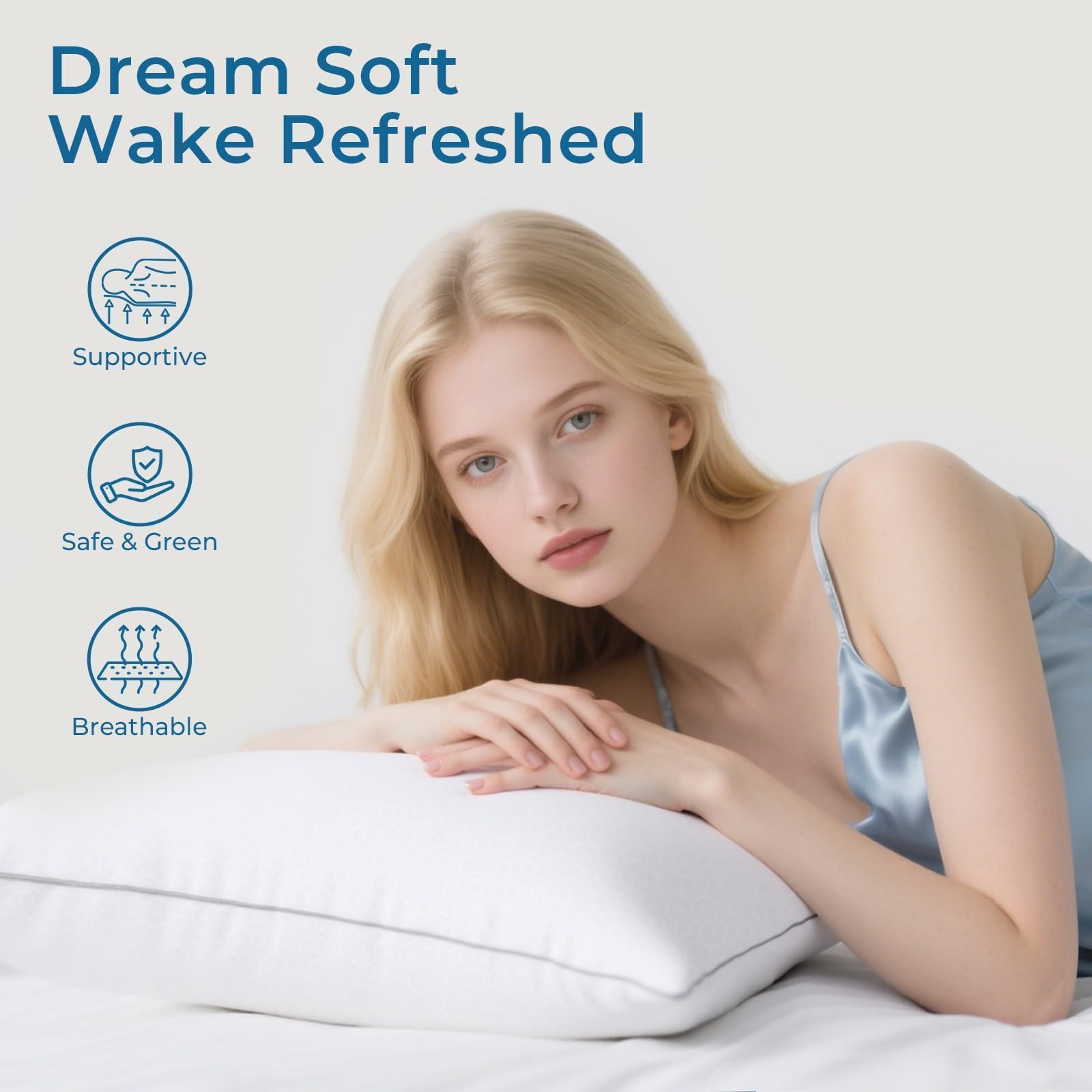 Sasttie Almohadas Tamaño Estándar Juego de 4, Almohadas de Cama para Todo Tipo de Durmientes, Relleno Alternativo Certificado Oeko-Tex, Calidad Hotelera y Lavables a Máquina