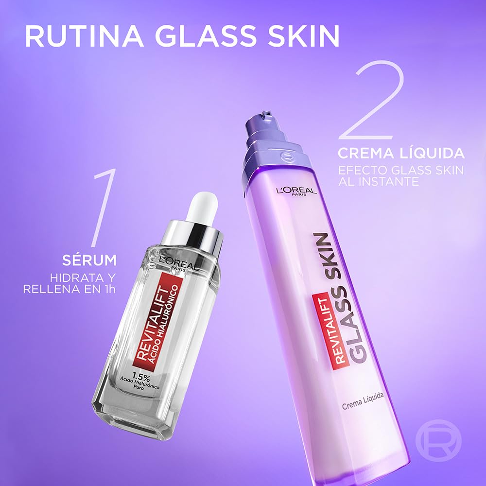 L'Oréal Paris Kit Ácido Hialurónico: Sérum Rostro + Sérum Ojos, 2 piezas. Hidrata intensamente y rellena líneas de expresión