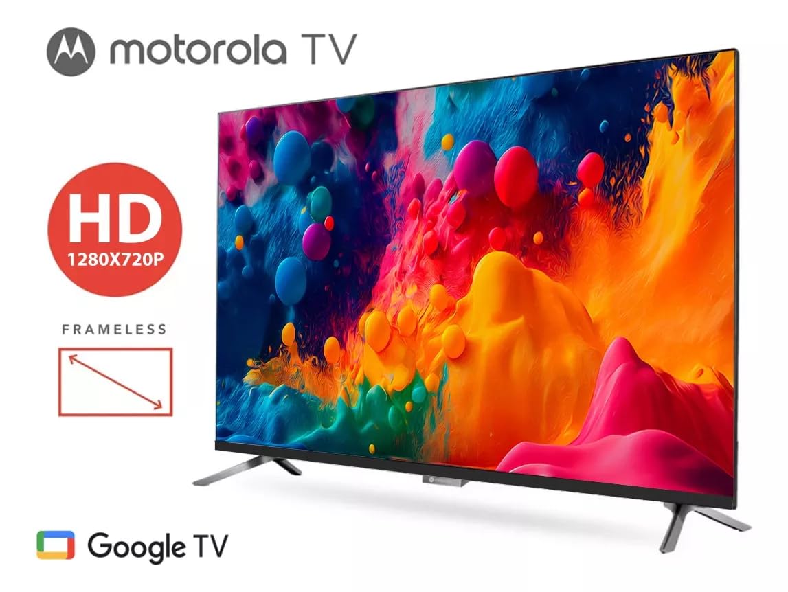 motorola Google TV Television Smart TV Android TV 32" Pulgadas | LED Pantalla Compatible con Google TV | Vive en Full HD | 2024 Modelo MOT32HLE11 | Negro Bezel