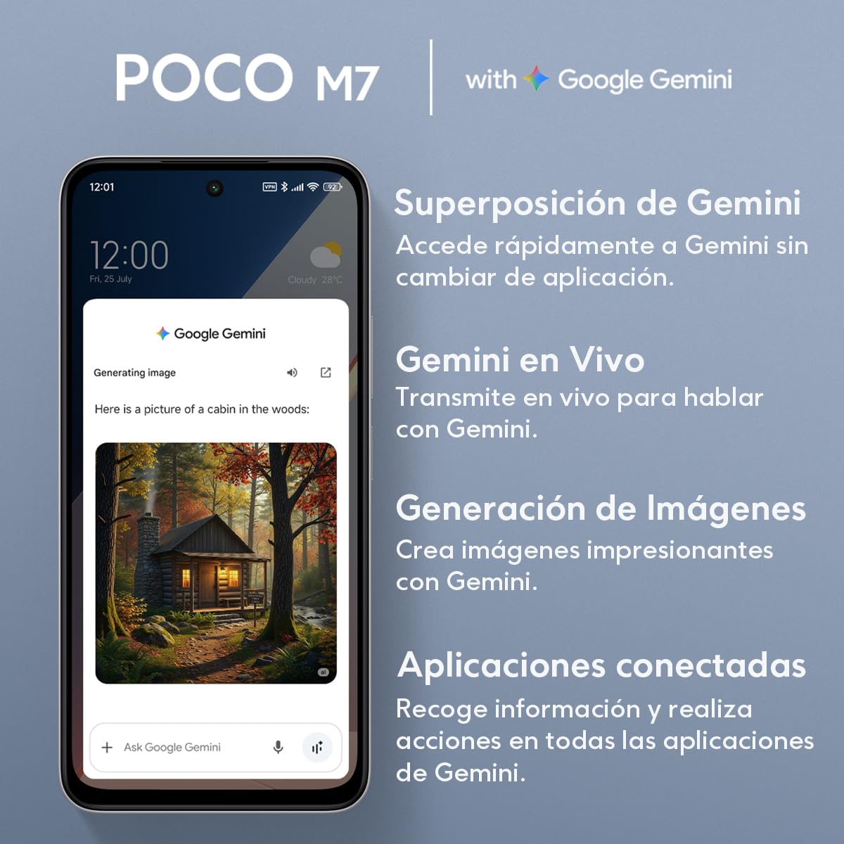 Xiaomi Celular POCO M7 Dual Sim 256 GB 8GB RAM (Plateado)