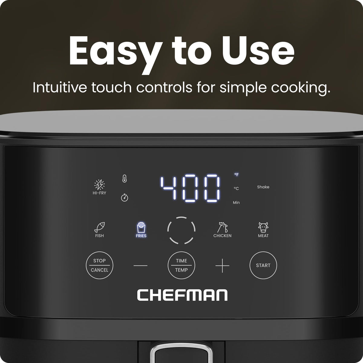 Chefman | Freidora de Aire Digital de 5.7 Litros de capacidad | TurboFry | Control Digital de un solo Toque