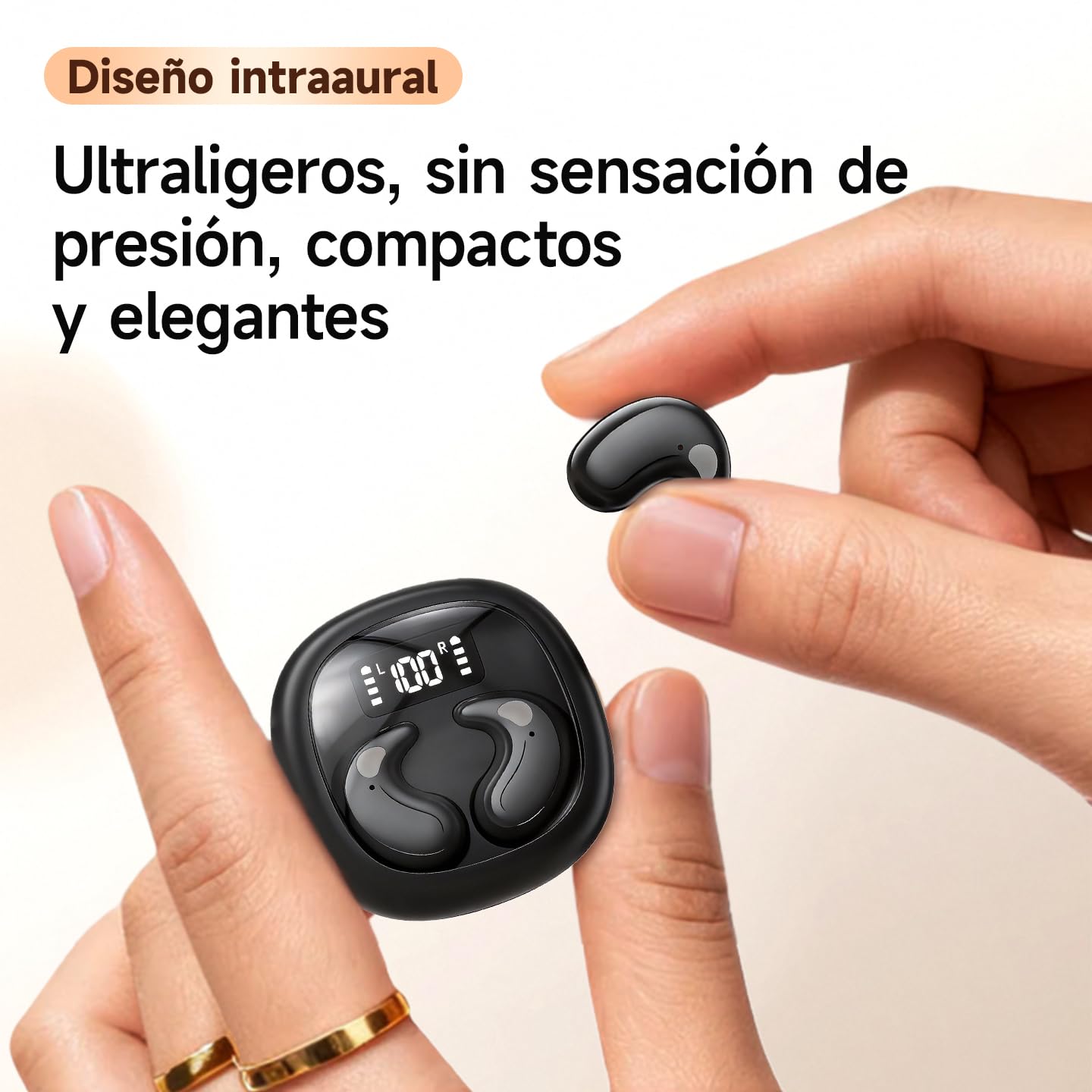 Audífonos Bluetooth para Dormir 5.4, Aislamiento Acústico 60dB, Pantalla LED, Autonomía 24h, Unidad 13mm Hi-Res AAC, Diseño Ergonómico Sin Presión para Dormir de Lado, Súper Ligeros