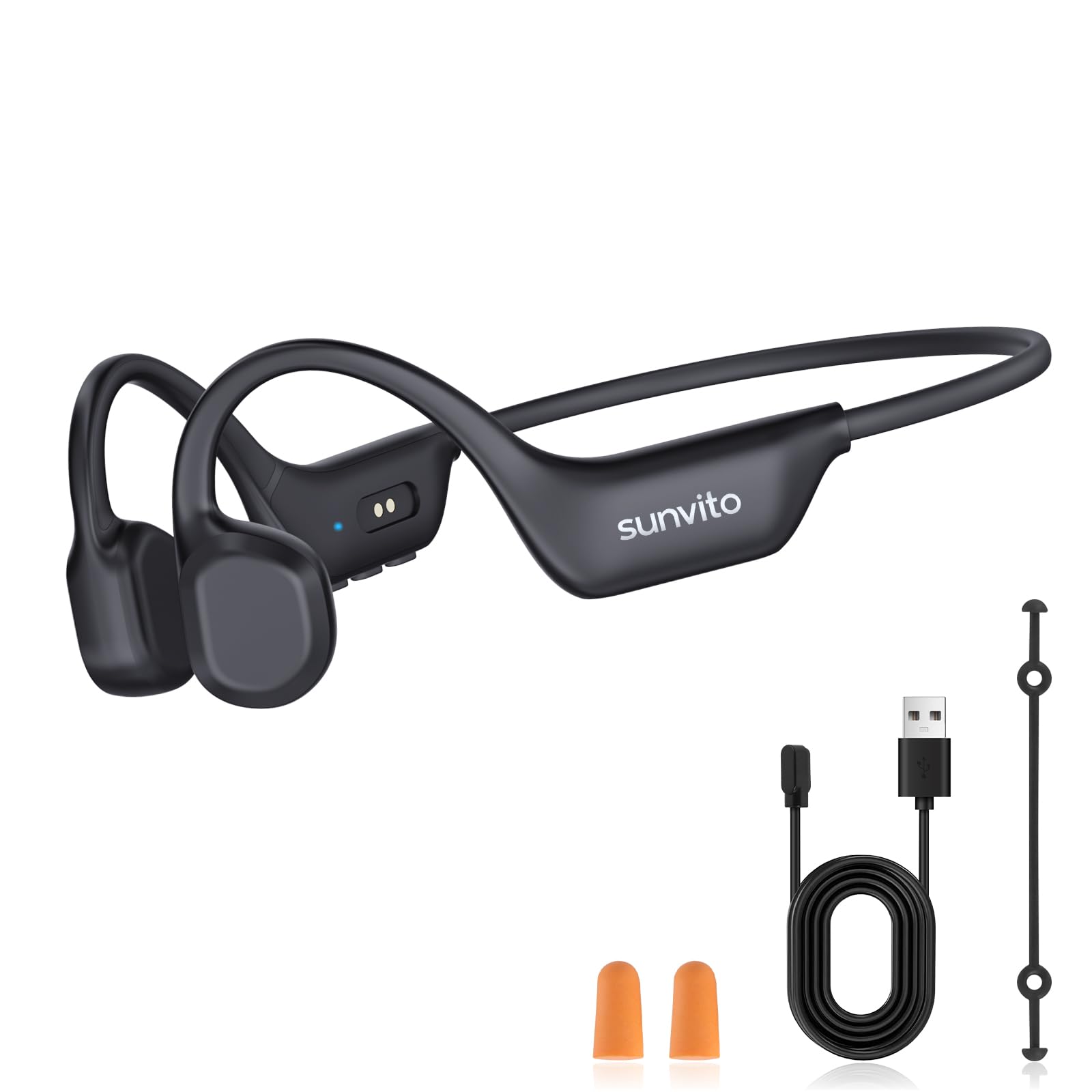 sunvito Audífonos de Conducción Ósea, Auriculares Inalámbricos Open-Ear Bluetooth 6.0 Deportivos con Micrófono, IPX6 Impermeable, 10H de Batería, para Correr y Ciclismo
