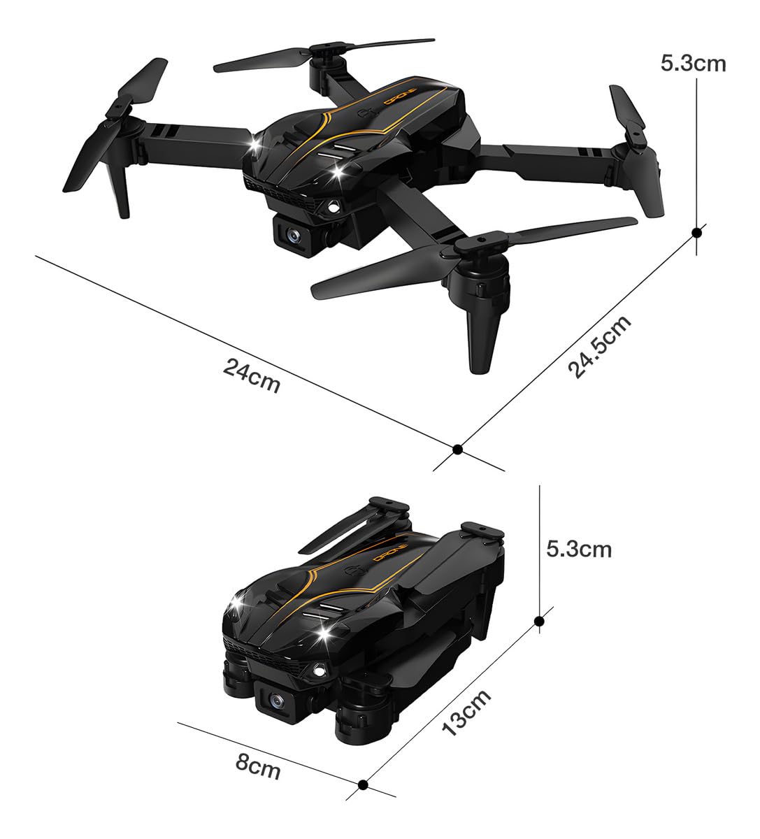 Drones con Camara(s) Wifi Coleccion 2025, 1-4 Baterias 1K/4K/8K (ABSY15 Negro Camara 2 Baterías)