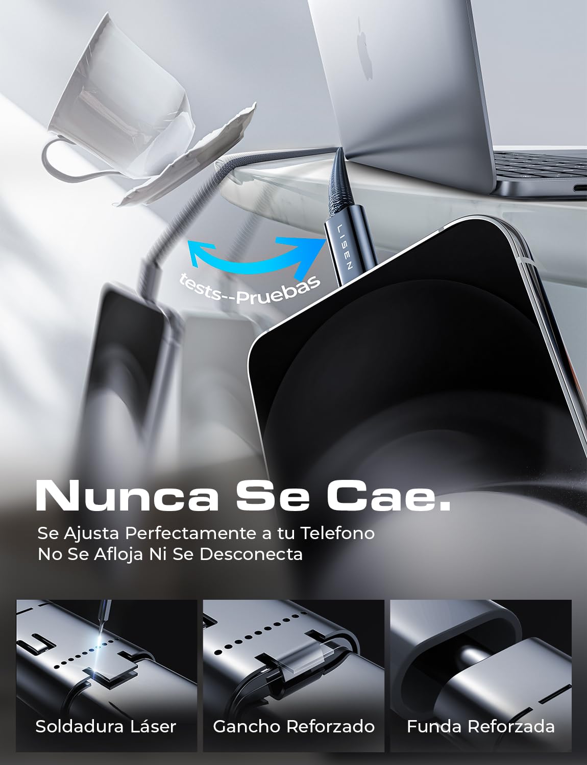 LISEN Cable USB C a USB C 5 Paquete [1M/1M/2M/2M/3M] Cable USBC Carga Rapida,60w Tipo-C a C Compatible Con Cargador TipoC iPhone 16 Pro Max Samsung S24 S23 Macbook, Xiaomi, Negro