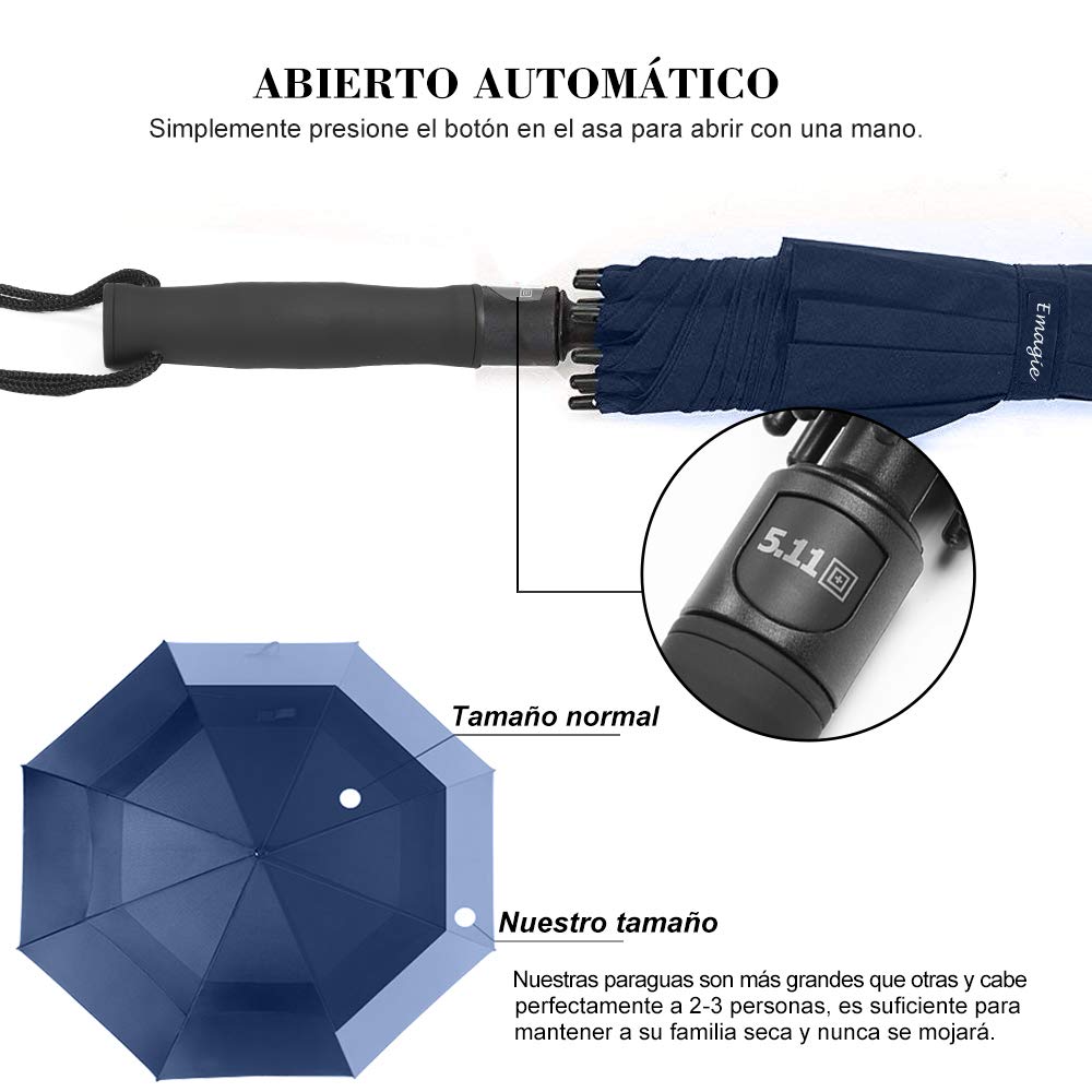 EMAGIE Paraguas de Golf Sombrilla Grande con Protección UV Paraguas de Golf Pro-Line Resistente al Viento Paraguas Grande con Construcción de Fibra de Vidrio Sombrilla Ligero Resistente al Agua(Azul)