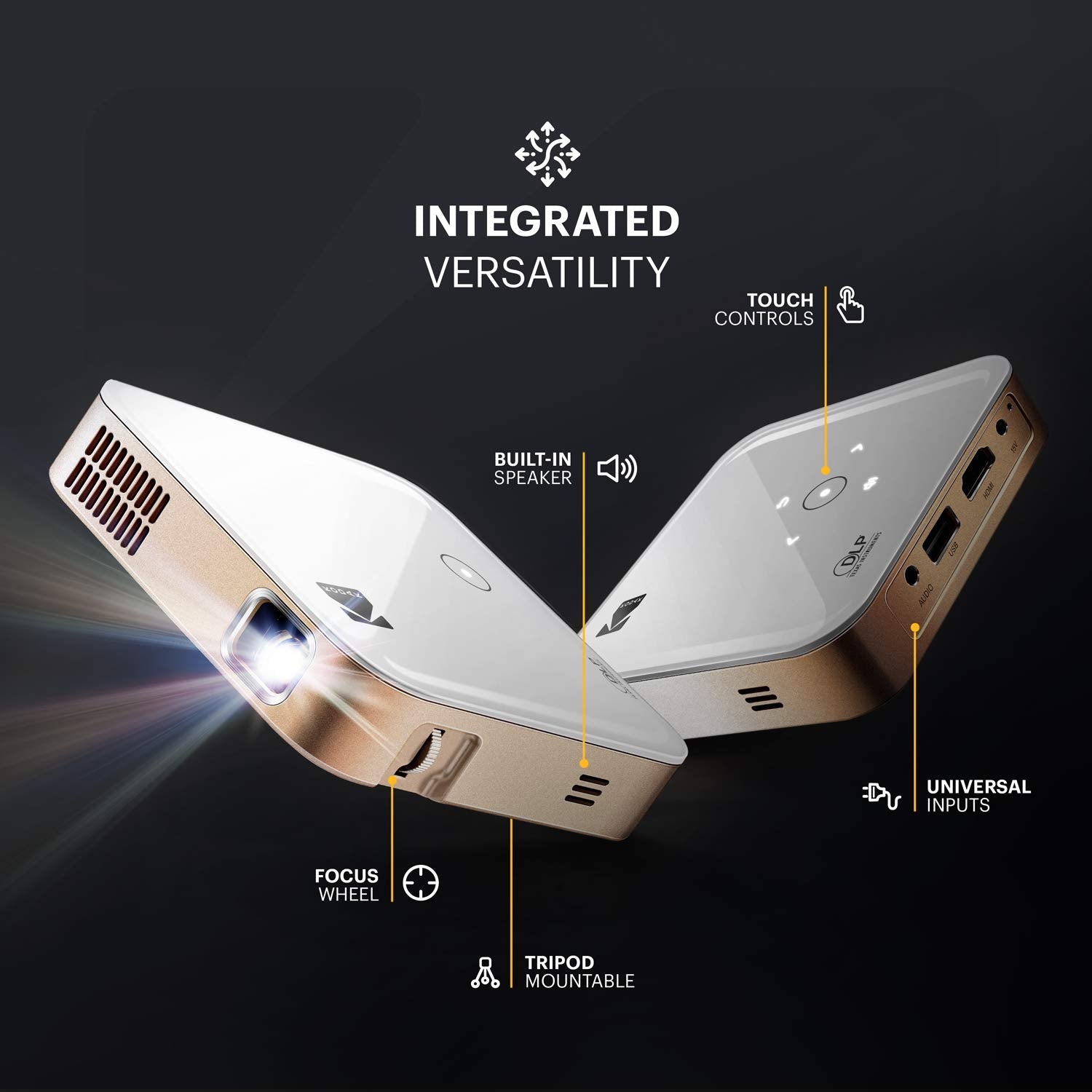 Kodak LUMA 350 Potable Smart 1080p HD LED DLP Proyector Recargable - 350 lúmenes - WiFi - Android