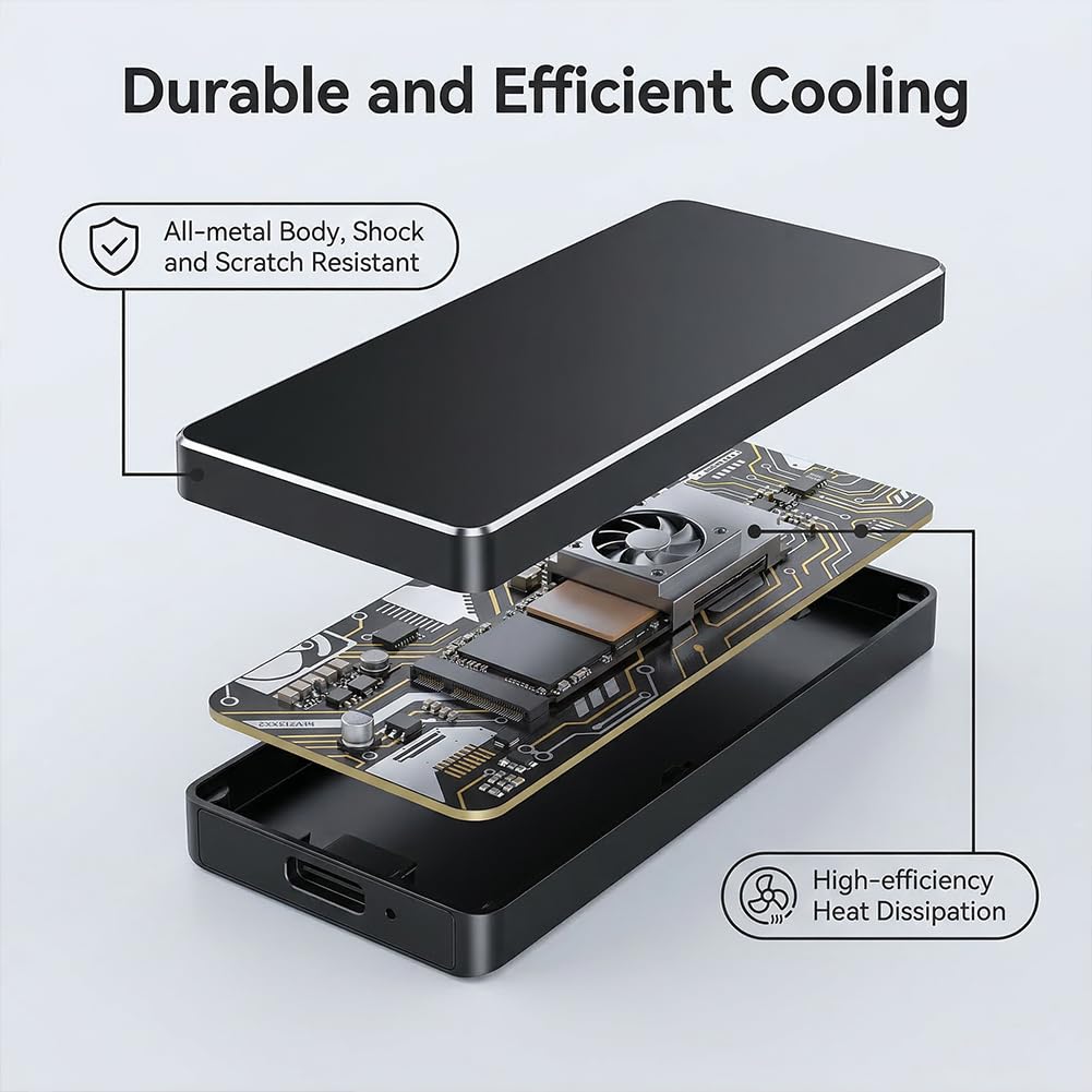 Unidad de estado sólido portátil SSD portátil de 2 TB, unidad de estado sólido USB-C de alta velocidad con funda protectora