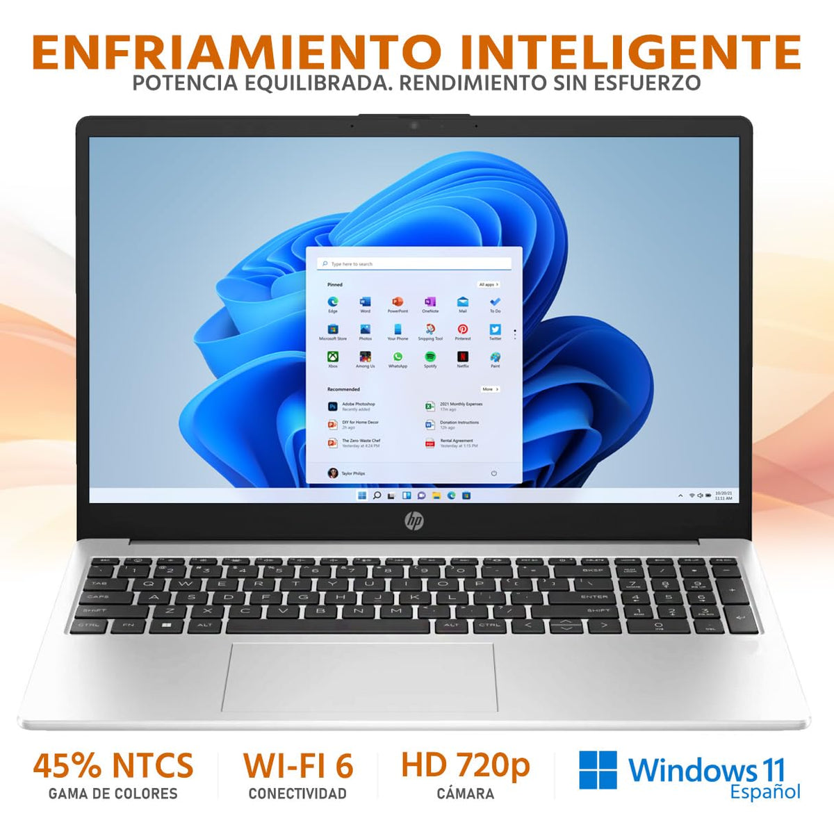 HP Laptop 255 G10 AMD Ryzen 5 7530U 24GB 512GB SSD 15.6" W11 Teclado Español Mouse DXT Productividad y Trabajo Profesional