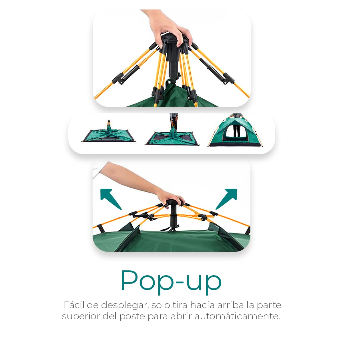 Raganet, Casa de Campaña para 3/4 Personas, Carpa Plegable de 2 Entradas, Tienda de Camping de 180cm X 140cm, Material Impermeable, Armado Sencillo, Bolsa de Almacenamiento
