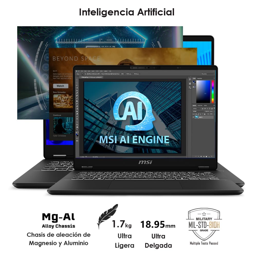 MSI Laptop Thin & Light Prestige 14" Procesador Intel® Core™ Ultra 5 125H 16GB RAM 1TB SSD/Teclado en español y 2 años de garantía/NVIDIA GeForce RTX 4050