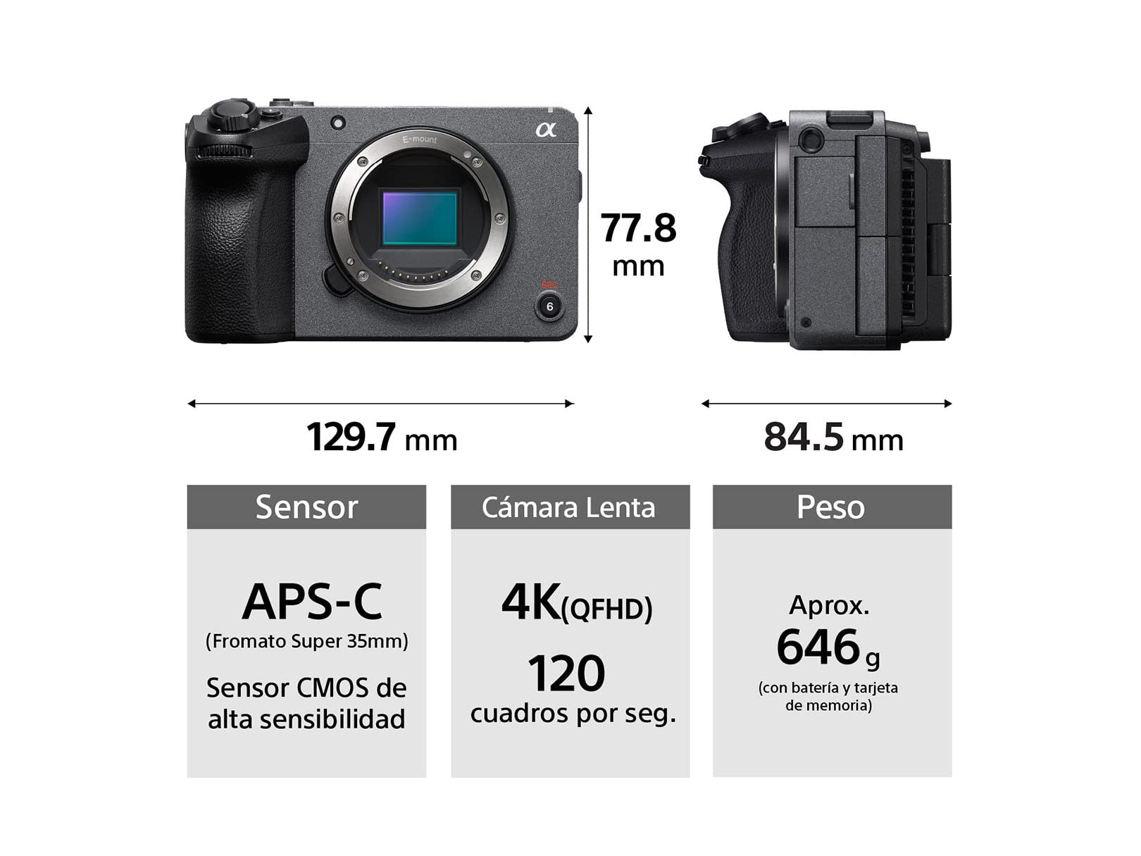 Sony Alpha Cámara Cinema Line APS-C FX30