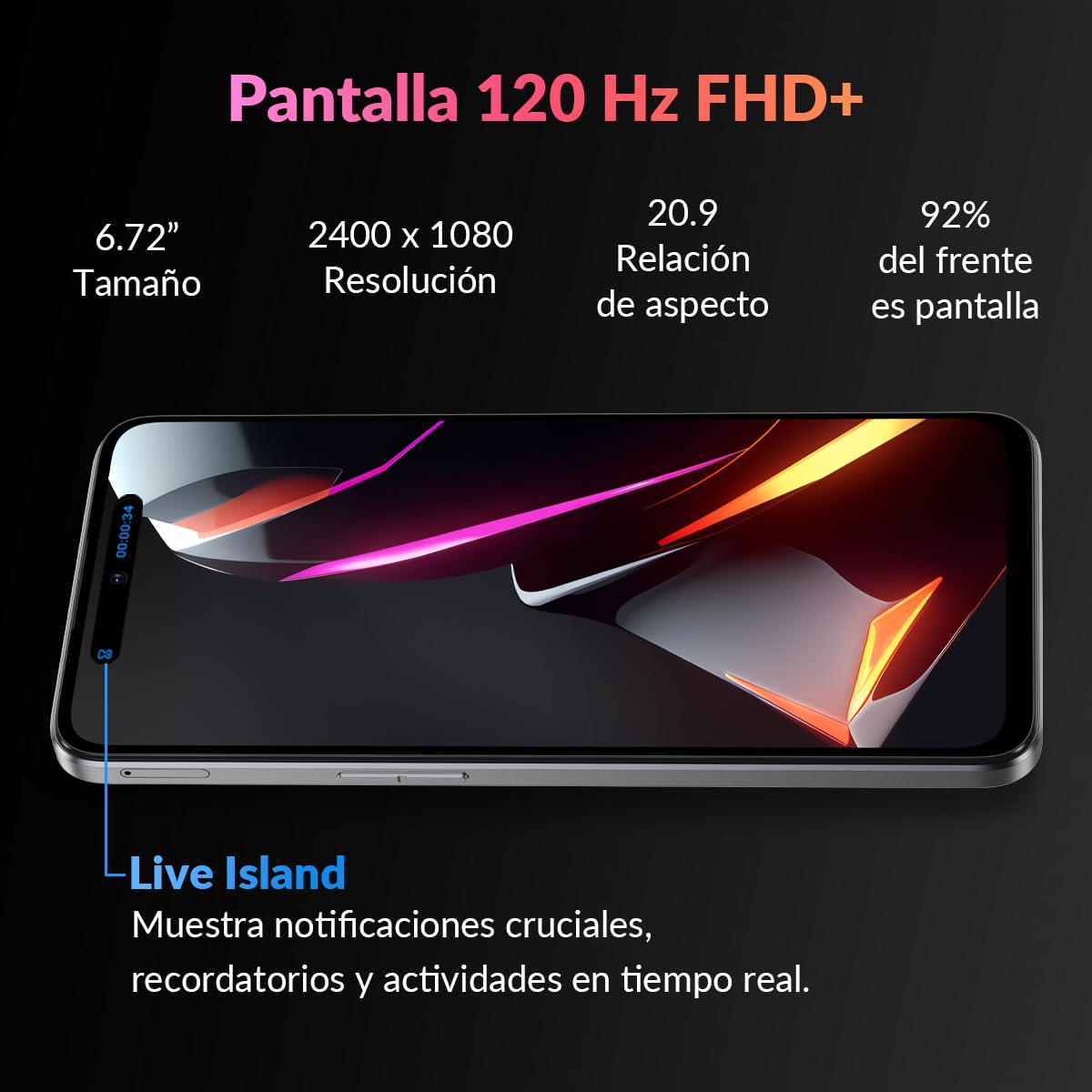 nubia Smartphone Neo 2 5G, 256GB+8GB RAM Principal (+12Gb RAM Dinamica) 50Mpx + 2Mpx Frontal 16Mpx Liberado Gris