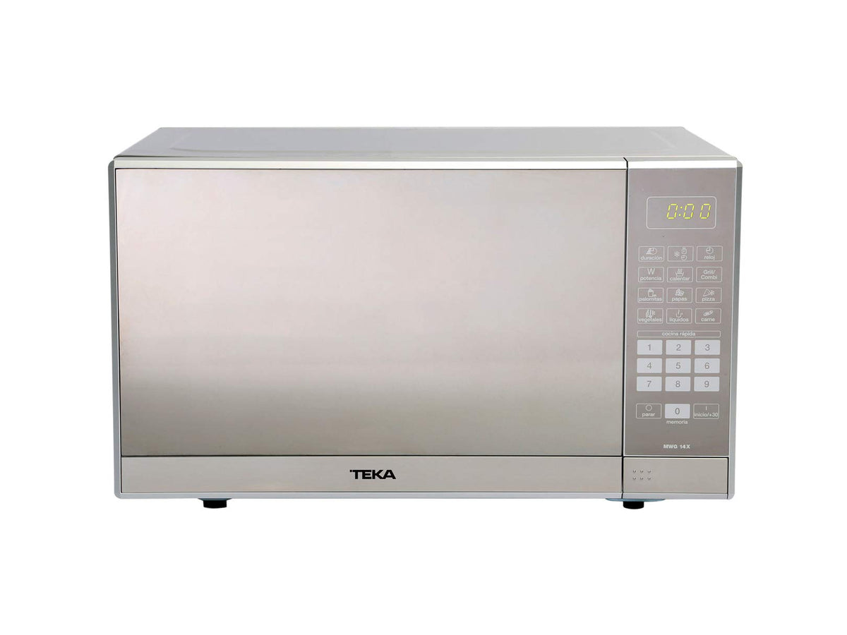 Horno de Microondas TEKA MARCA ALEMANA modelo MWG 1.4X con GRILL. Puerta reflex, interior de recubrimiento easy clean, bloqueo de seguridad para niños, descongelamiento autómatico. Display digital