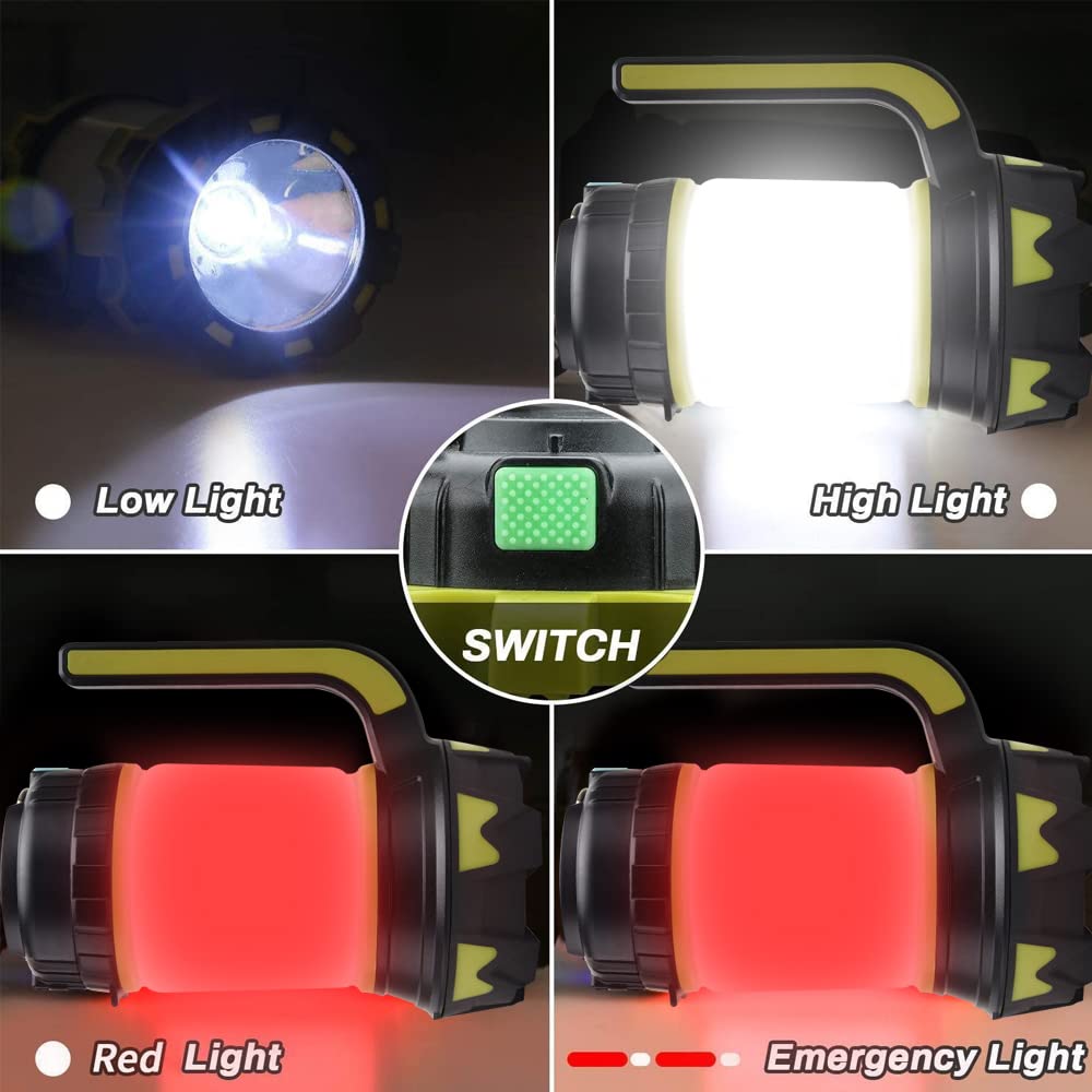 ANNA TOSANI Linterna de Cámping Recargable Antorcha Lámpara 4 Modos de Luces de Trabajo Farol de Cámping Resistente al Agua con Cable USB para Senderismo Pesca Emergencia y Más