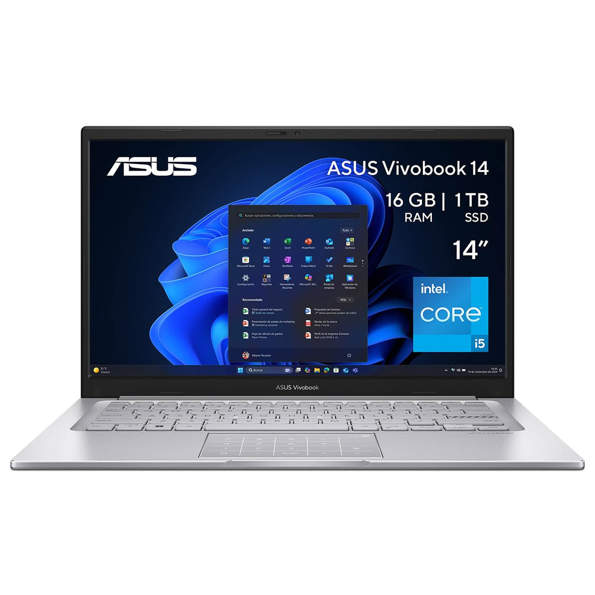 ASUS Laptop VivoBook 14: Procesador Intel Core i5 1334U (hasta 4.6 GHz), Memoria de 16GB DDR4, SSD de 1TB, Pantalla de 14" LED Full HD (1920 x 1080), S.O. Windows 11 Pro.