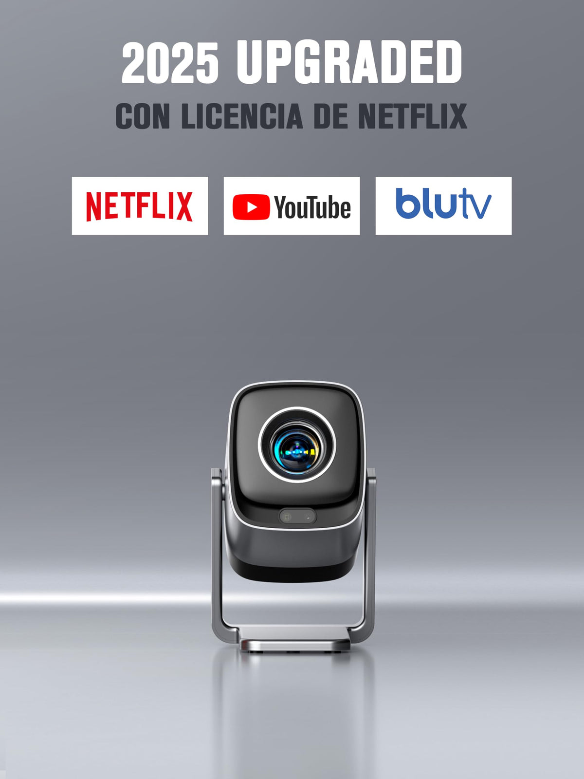 XuanPad 【Compatible with Netflix】 Plateado Mini Proyector Portatil 4K con Auto Enfoque/Keystone, Smart Proyector 600ANSI 1080P Full HD WiFi6 Bluetooth Projector para Movil/Exterior/Cine en Casa