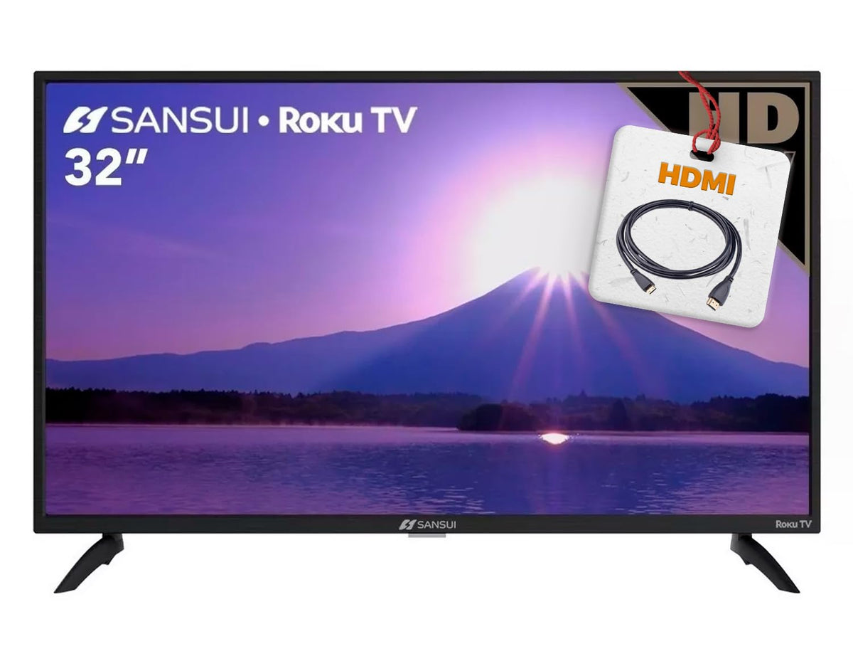 SANSUI TV 32" HD Compatible con Sistema Operativo Roku 2024 + Cable HDMI (32" + Free HDMI Cable)