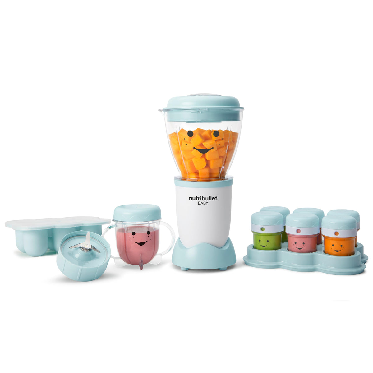 NutriBullet NBY-50100 - Sistema completo para hacer alimentos, 32 onzas, blanco, azul, transparente