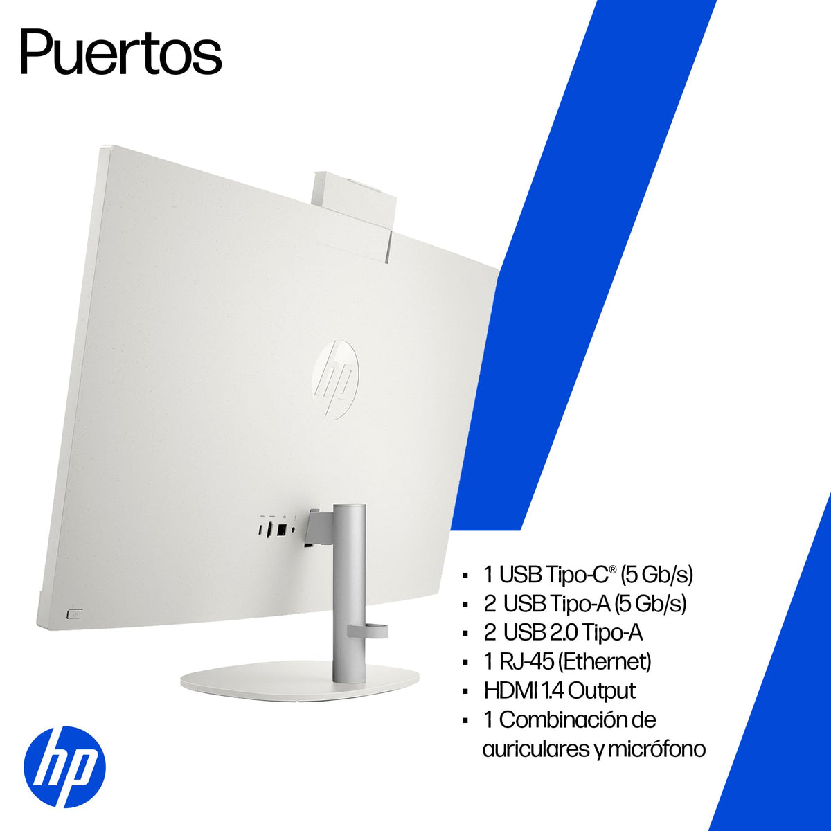 HP All-in-One 24-cr0330la, Desktop PC, Intel Core i3, 8 GB RAM, 512 GB SSD, FHD, 23.8", Windows 11 Home, Garantía México, Blanco