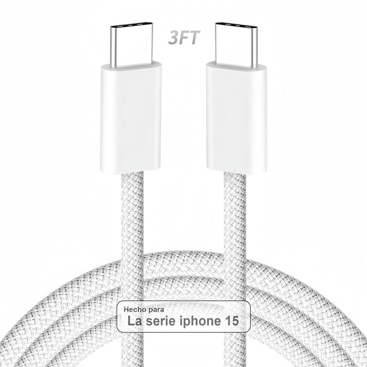 Cable USB C a USB C 1M, Cable Original para Serie iPhone 16/15, 60W Cable Tipo C a USB C Carga Rapida 20V 3A, Compatible con Samsung Galaxy, Macbook Pro, MacBook Air, iPad Pro, Google Pixel