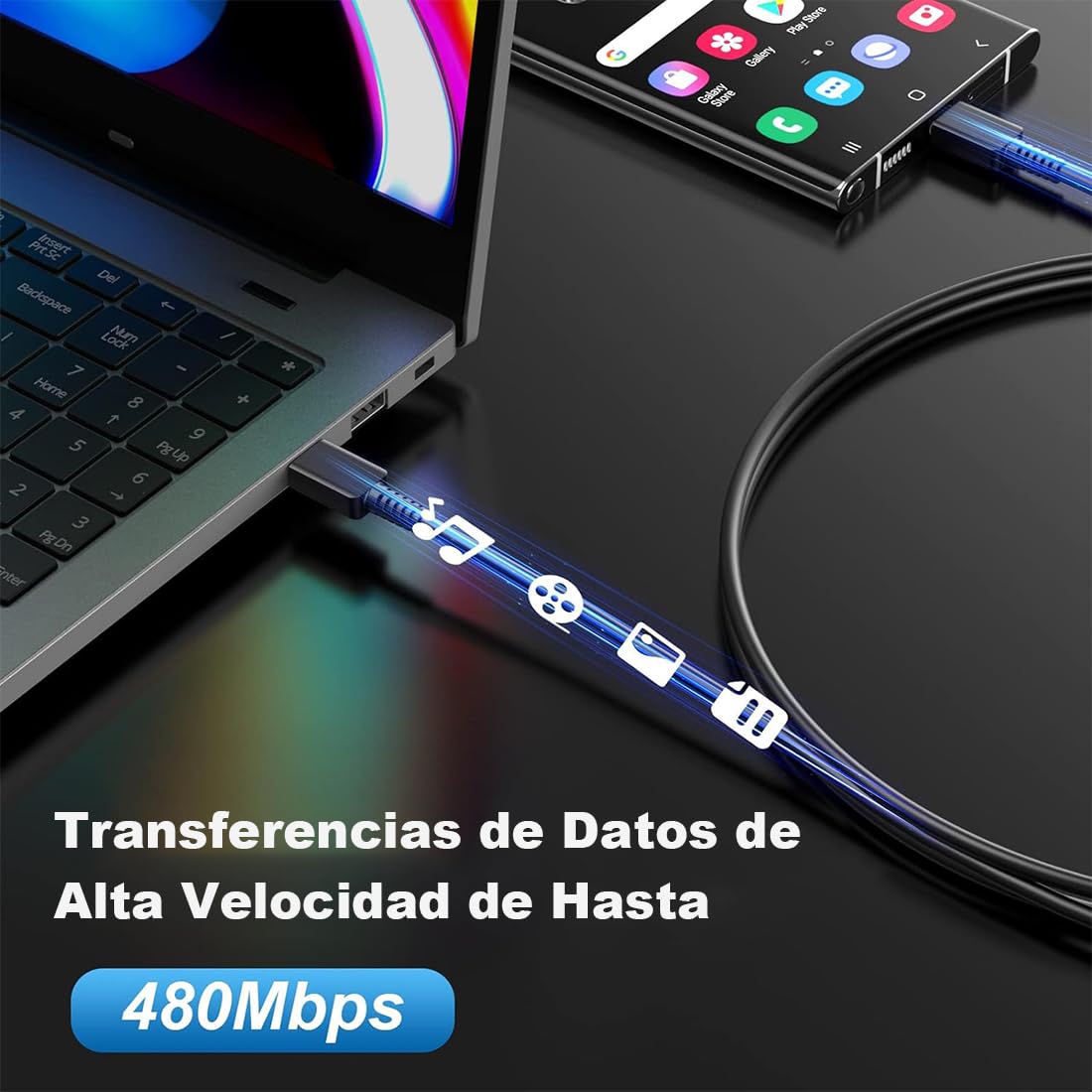 45W Rápido Cargador Tipo C, Cargador USB C Carga Rapida con Cable de 1M, para Samsung Galaxy S25 Ultra/S24 Ultra/S24+/S23 Ultra/S23+/S22 Ultra/S21 FE/Note 10 +/Galaxy Tab S7+/S8+/S8 Ultra/S9+/S9 Ultra
